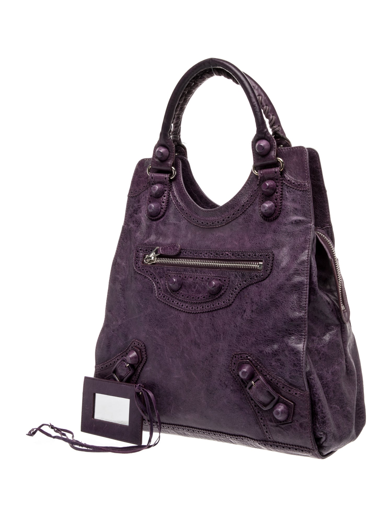 Balenciaga Leather Giant Brogues Folder - Purple Handle Bags