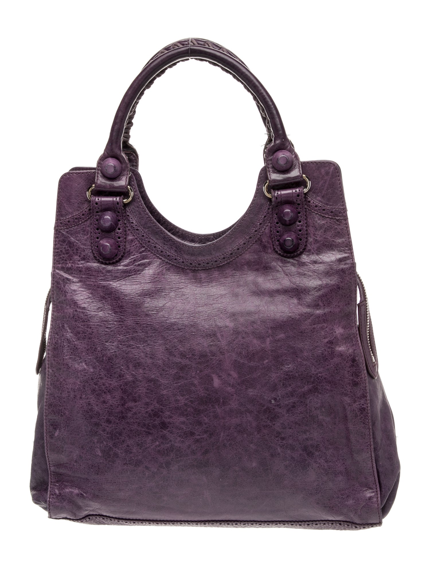 Balenciaga Leather Giant Brogues Folder - Purple Handle Bags