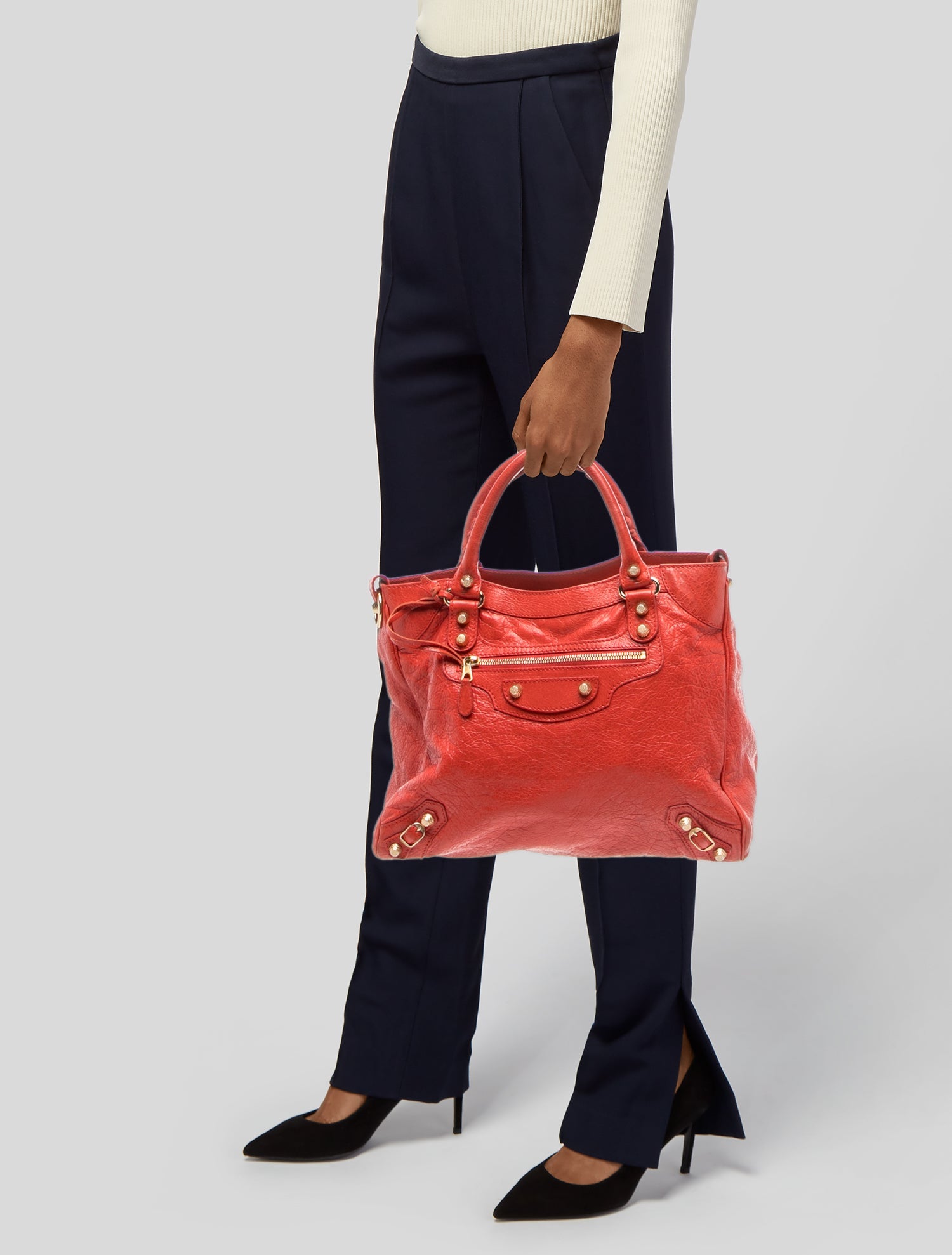 Balenciaga Leather Velo - Red Handle Bags, Handbags - BAL377713