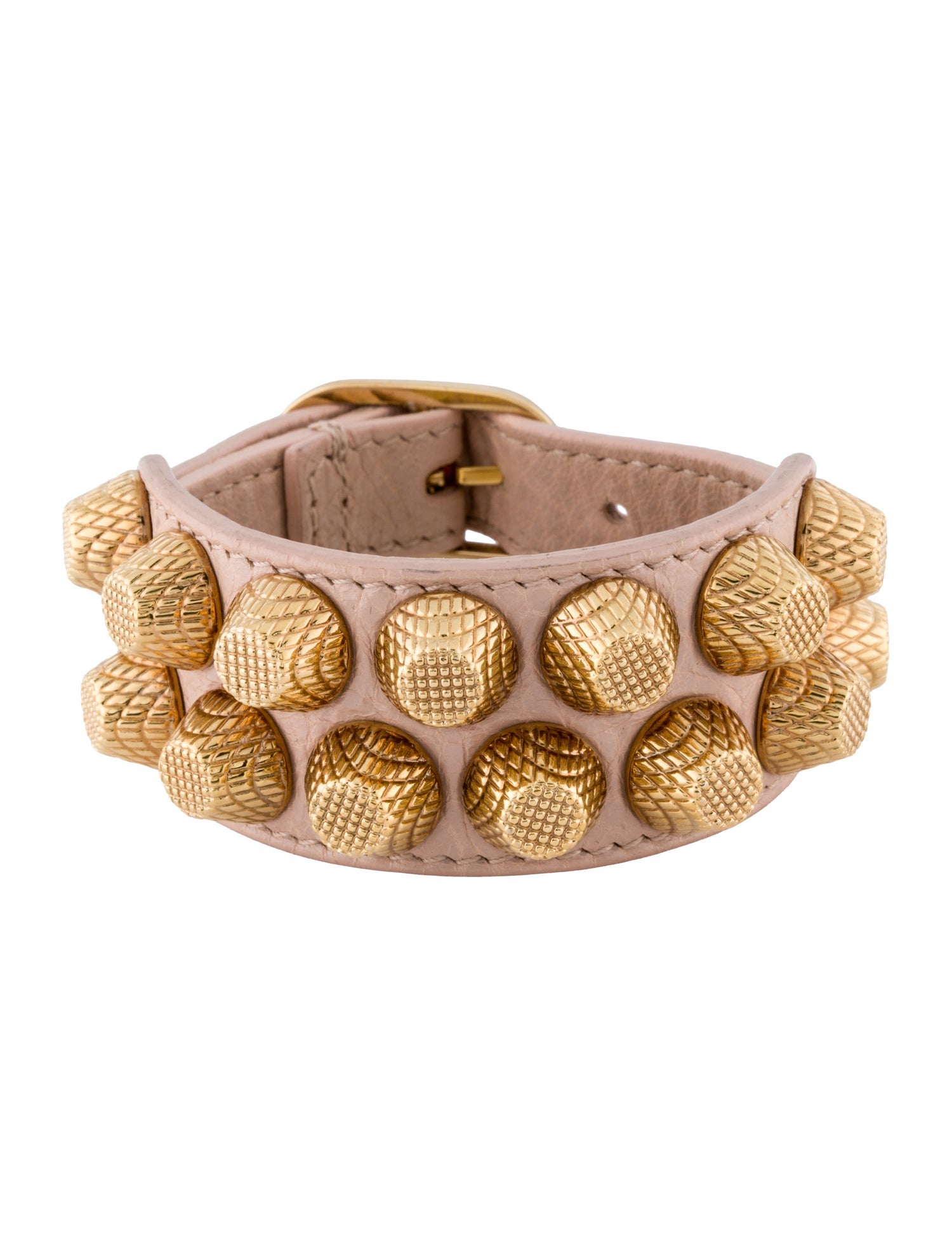 Balenciaga Leather Arena Giant All Stud Two Row Bracelet
