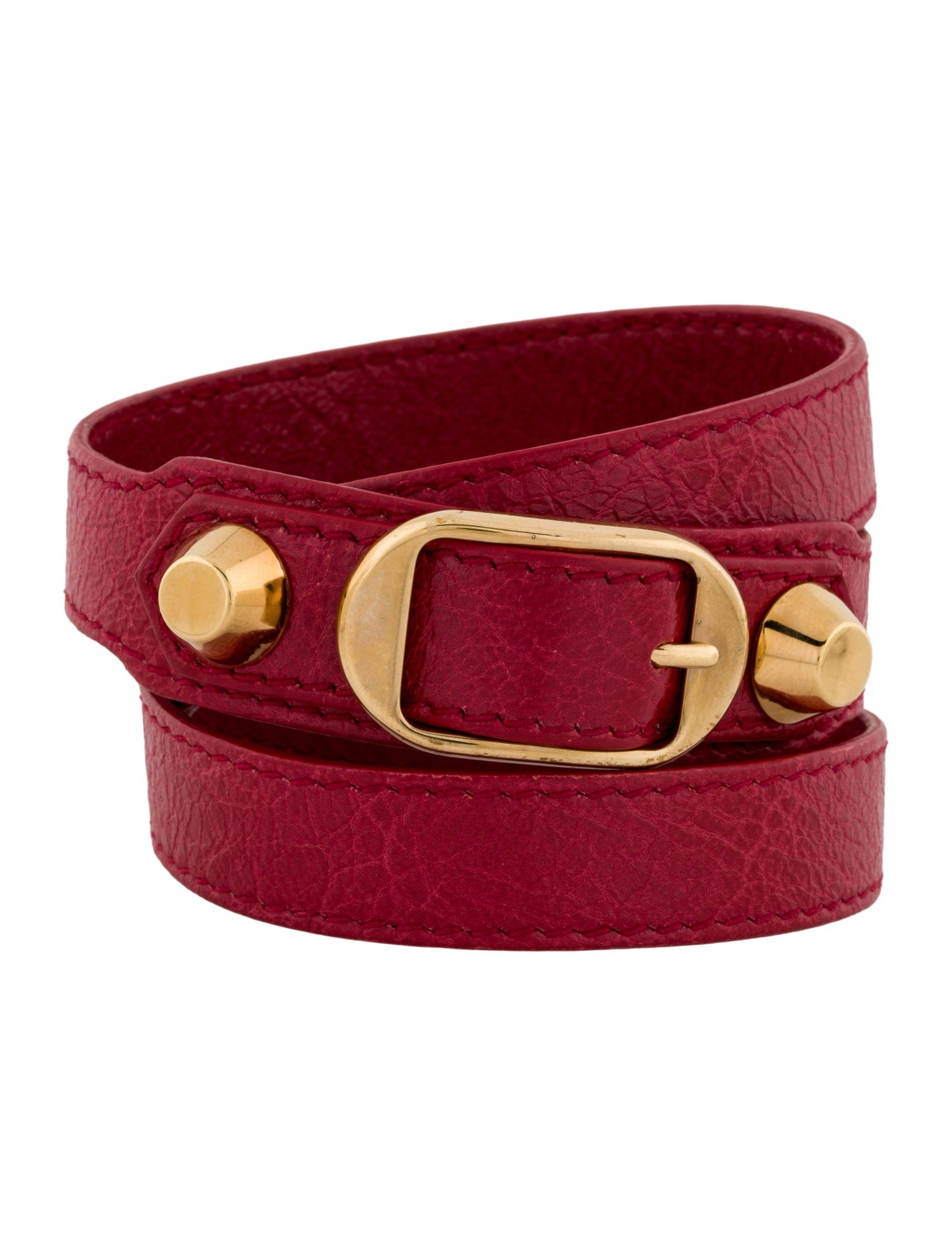 Balenciaga Leather Arena Stud Wrap Bracelet