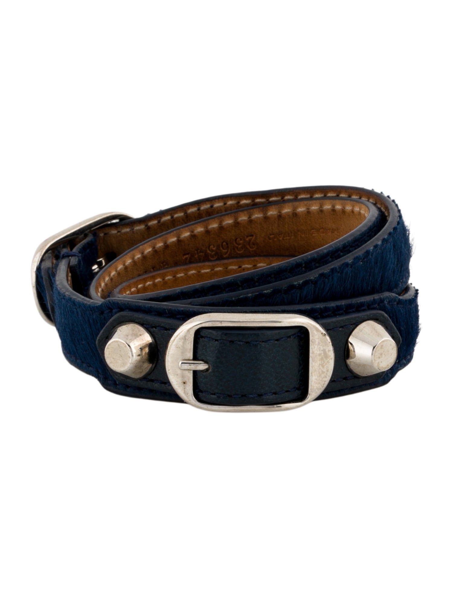 Balenciaga Leather & Hair Ligne Classic Wrap Bracelet