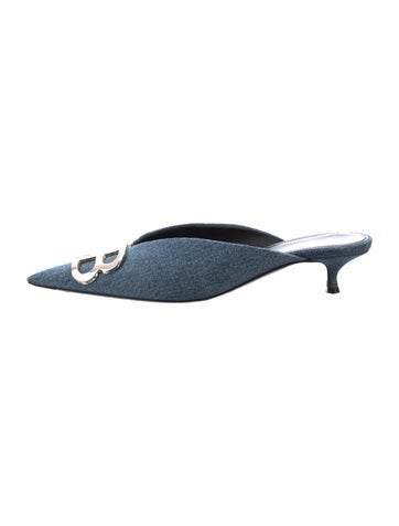 Pre-owned Balenciaga Denim Mules In Blue