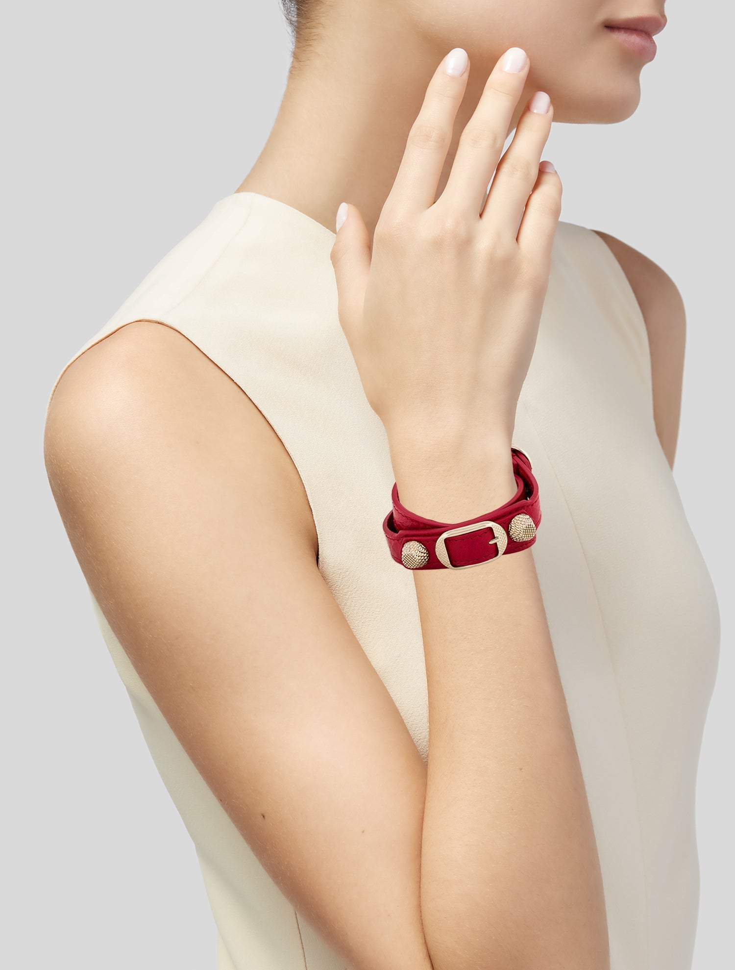 Balenciaga Leather Arena Giant Wrap Bracelet