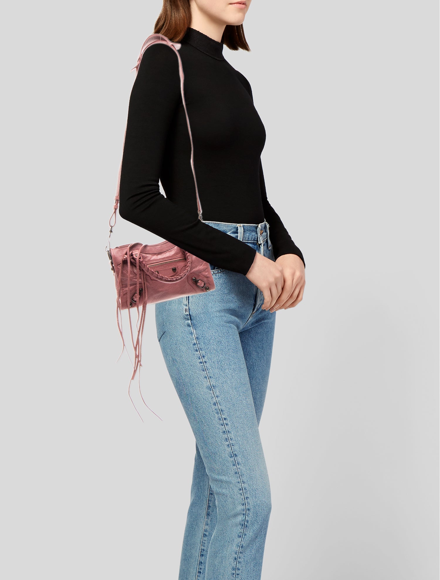 Balenciaga Leather Motocross Classic City Mini - Pink Handle Bags