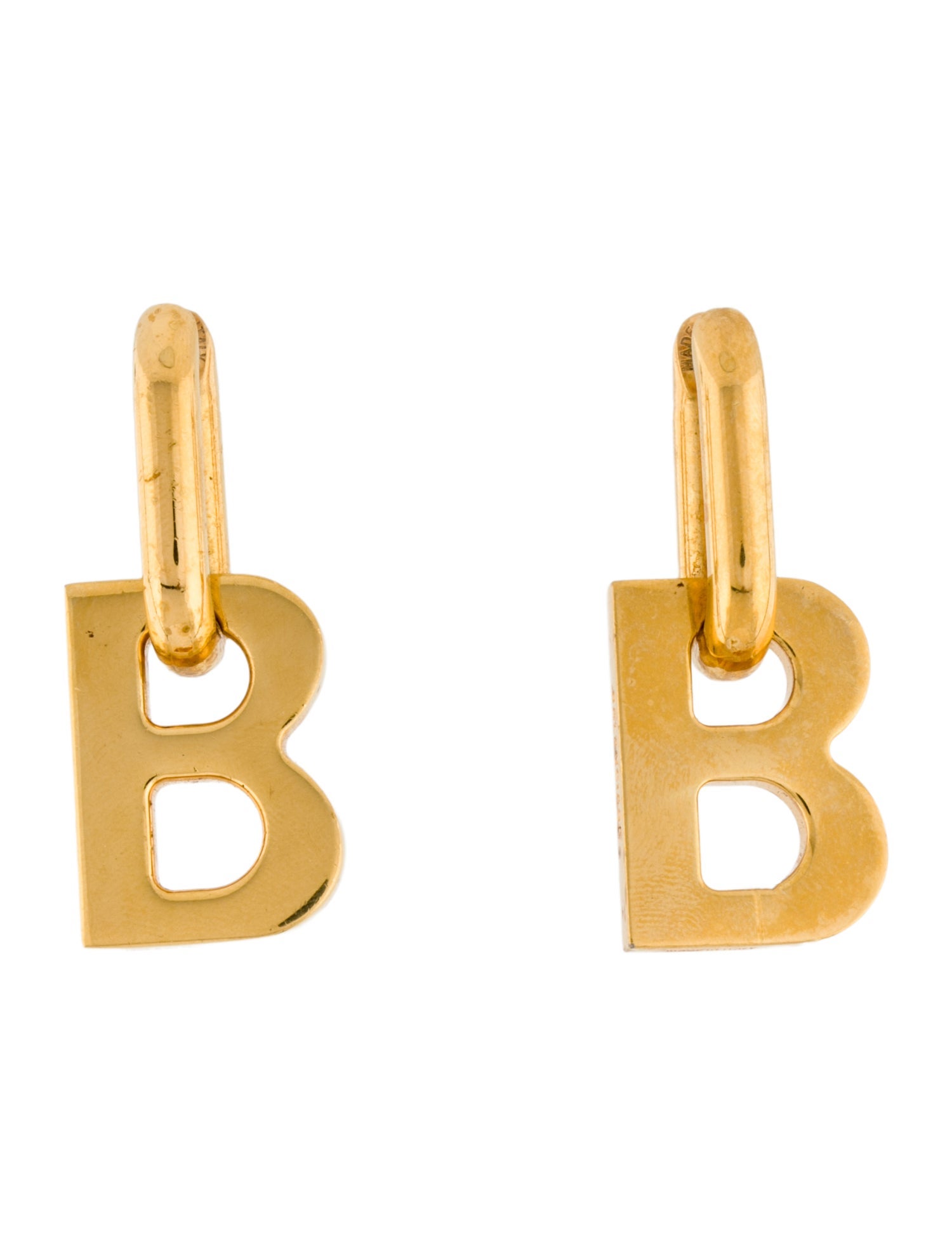 Balenciaga XS B Chain Drop Hoop Earrings