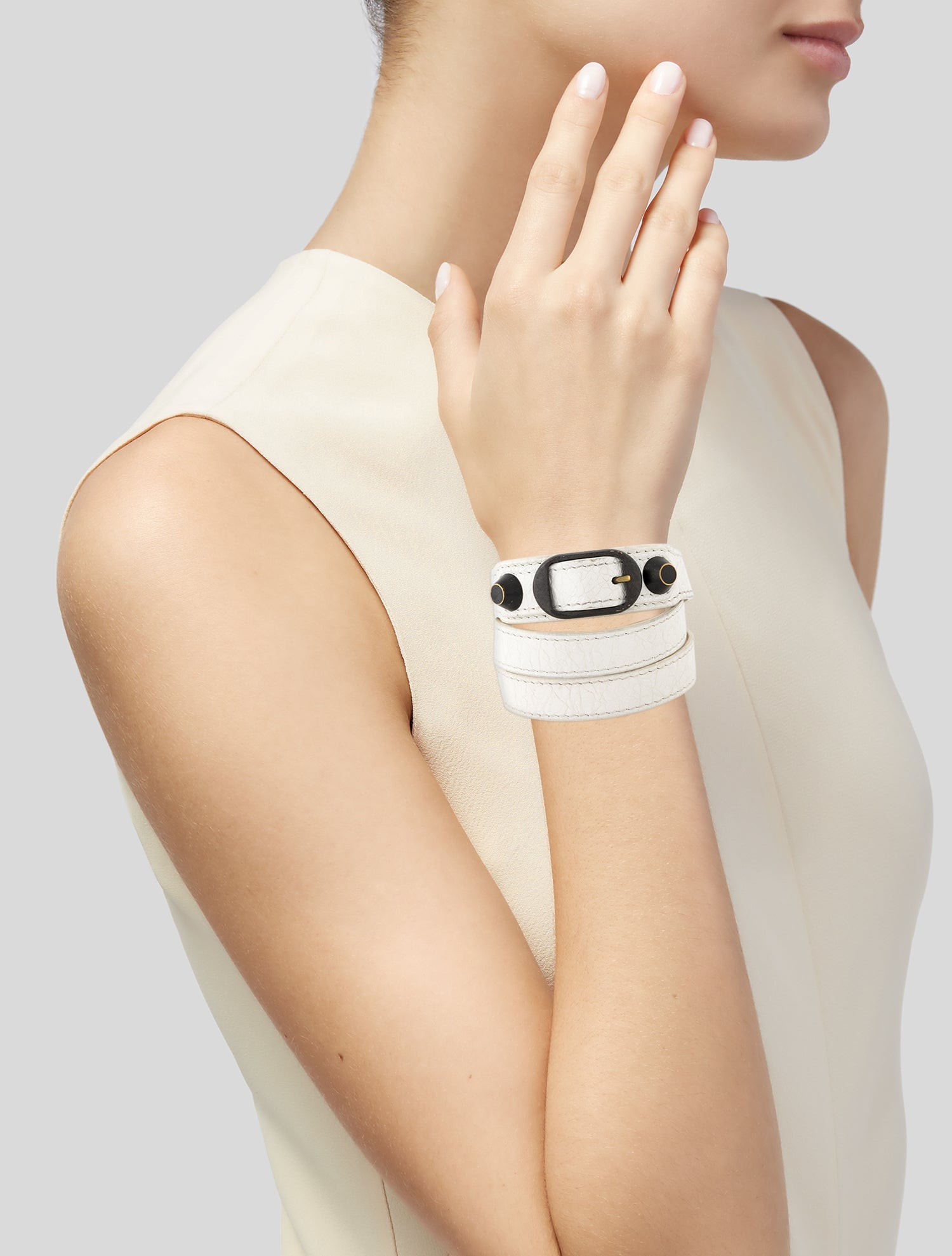 Balenciaga Leather Triple Wrap Bracelet