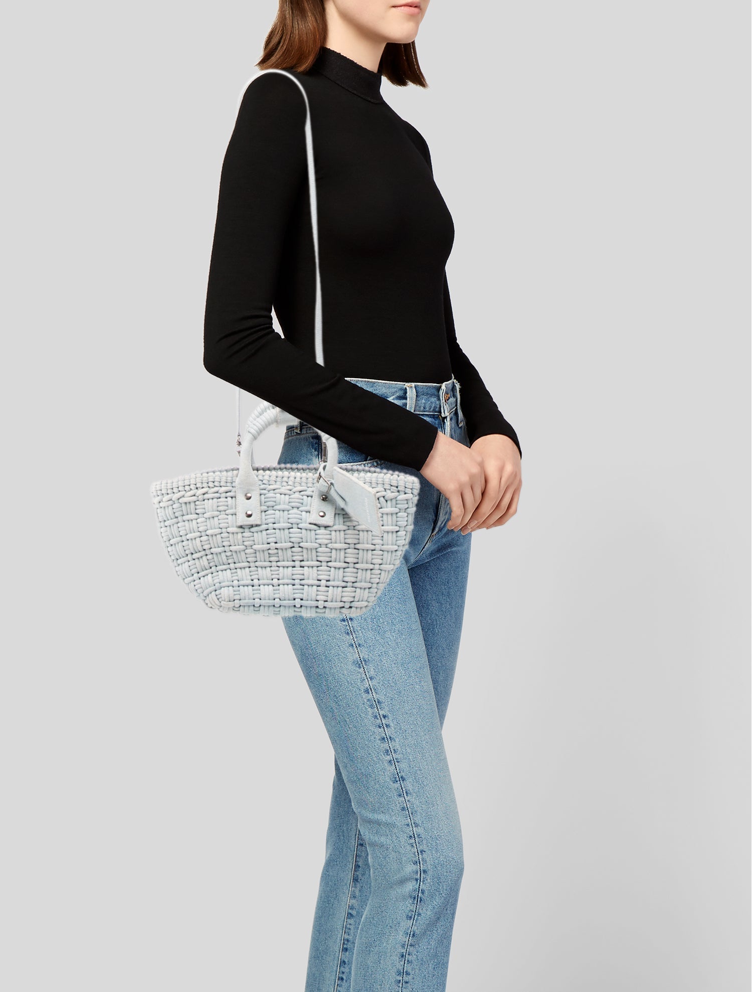 Balenciaga Denim Bistro Basket XS 2023 - Blue Handle Bags