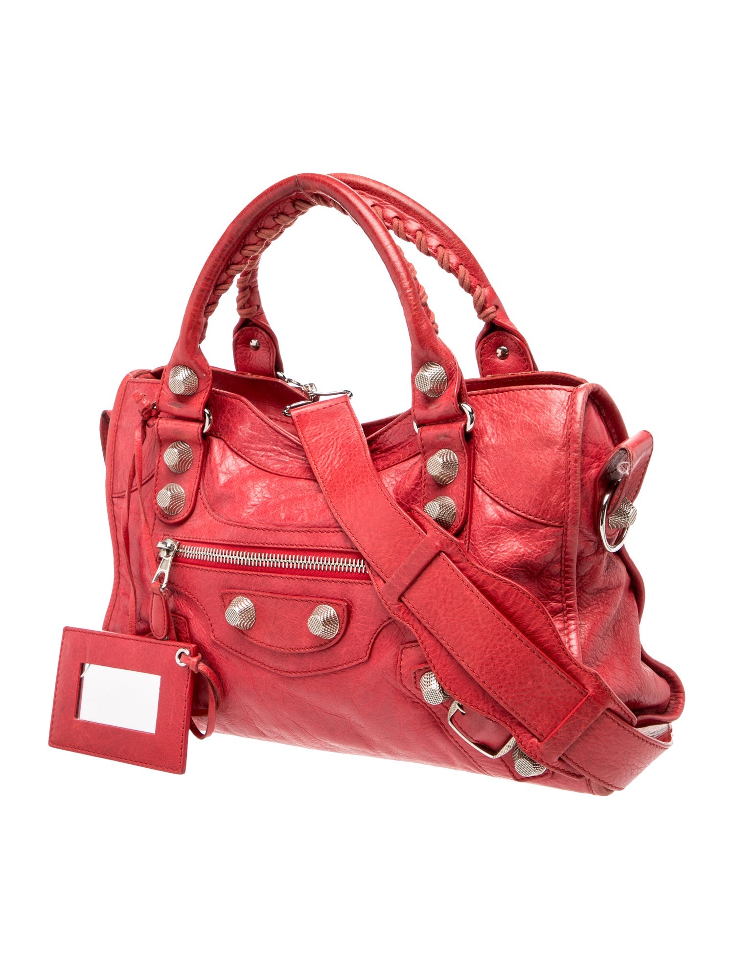 Balenciaga Leather Motocross City Giant - Red Handle Bags