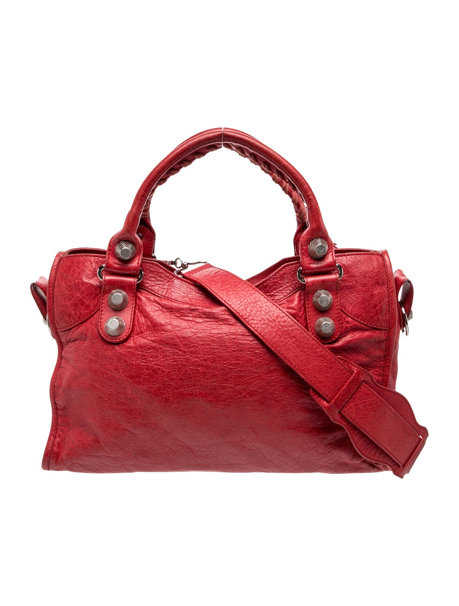 Balenciaga Leather Motocross City Giant - Red Handle Bags