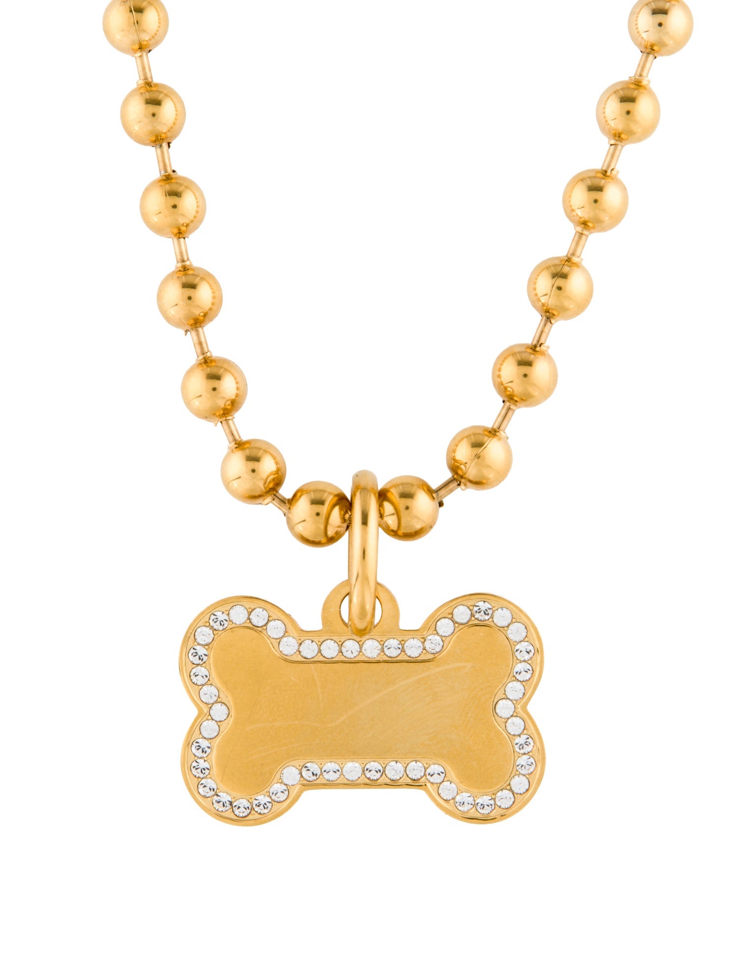 Balenciaga Crystal Dog Bone Pendant Necklace
