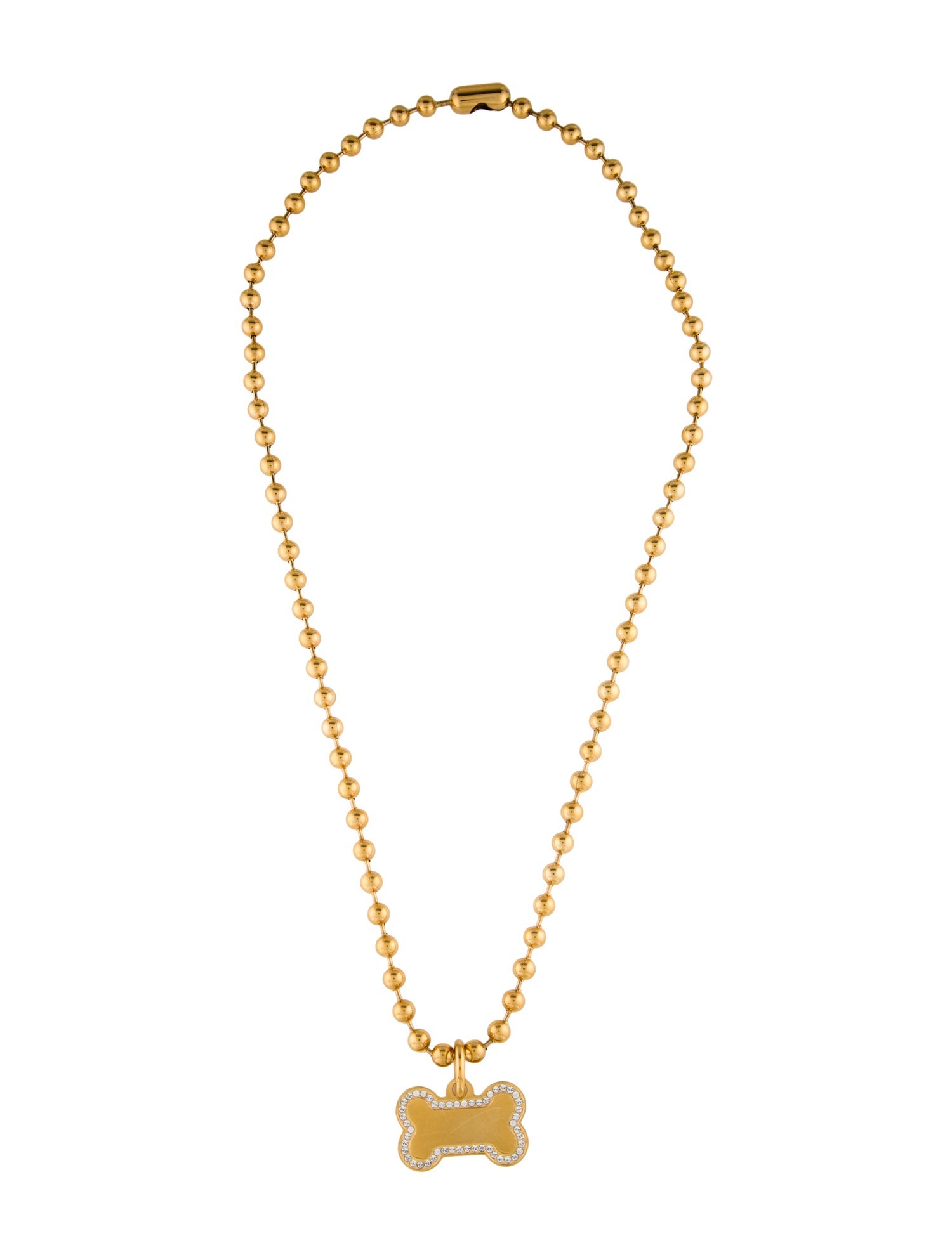 Balenciaga Crystal Dog Bone Pendant Necklace