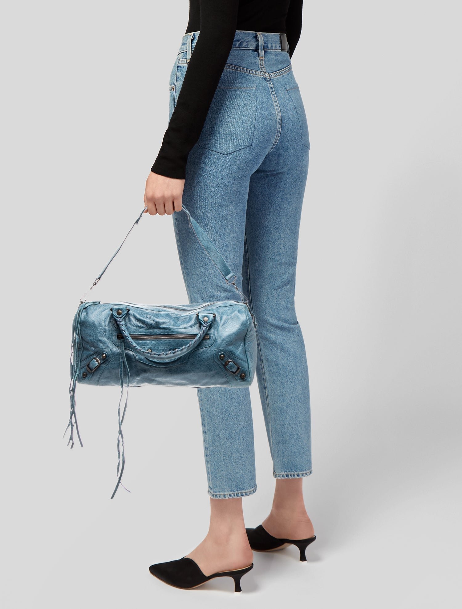 Balenciaga Leather Motocross Classic Vintage - Blue Handle Bags