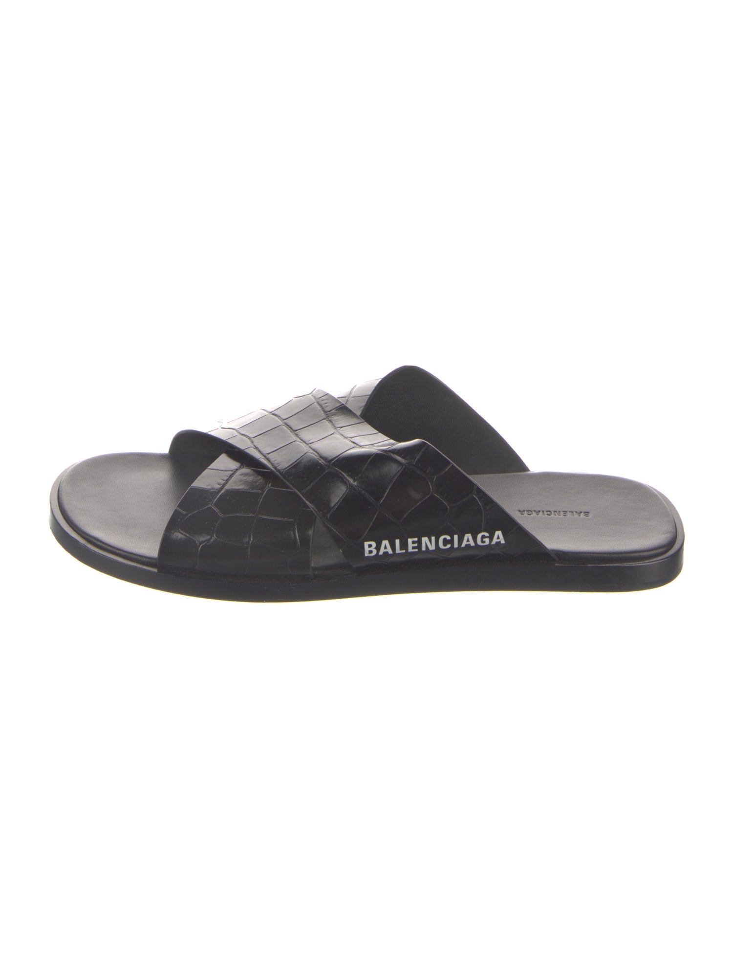 Balenciaga Embossed Leather Slides