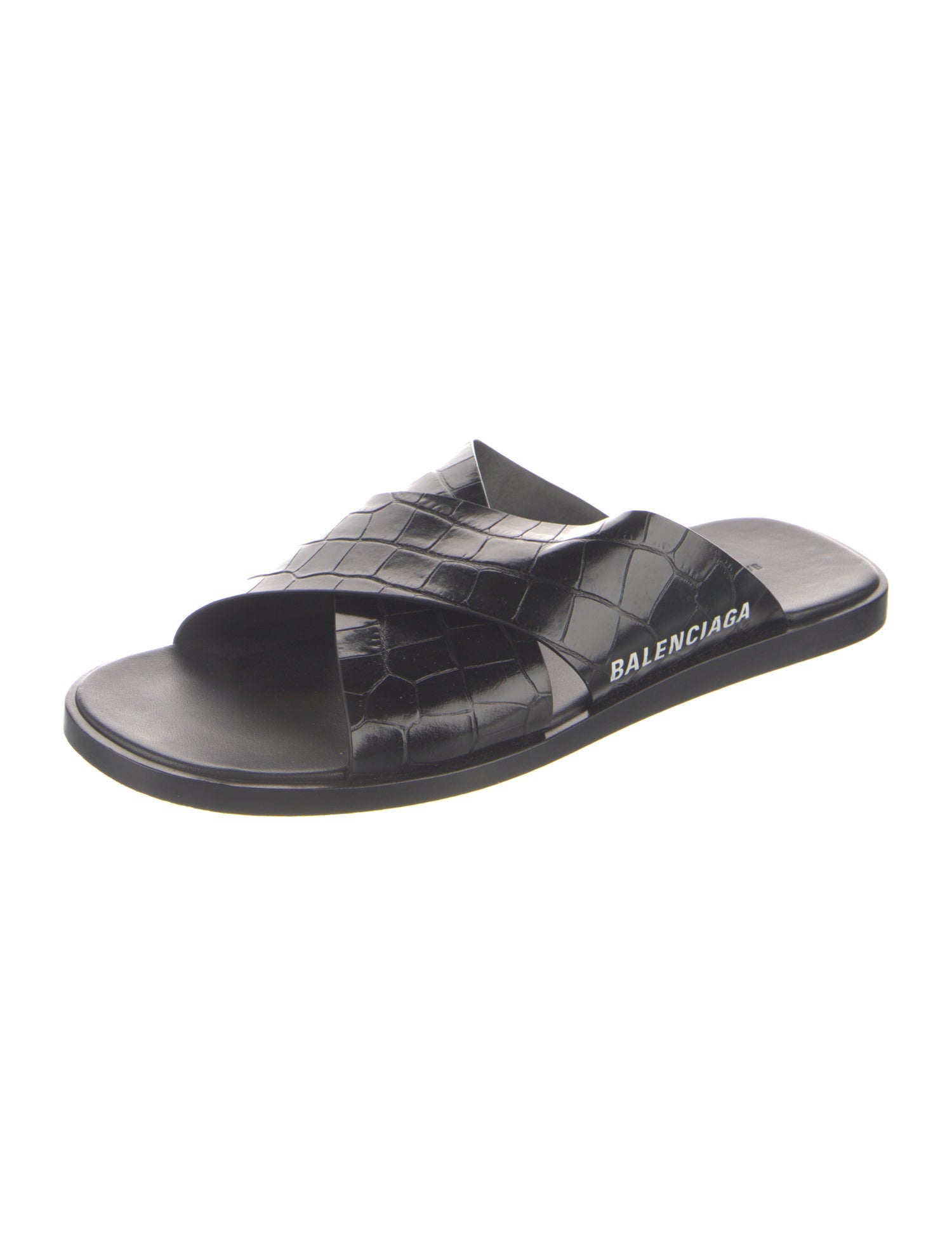 Balenciaga Embossed Leather Slides