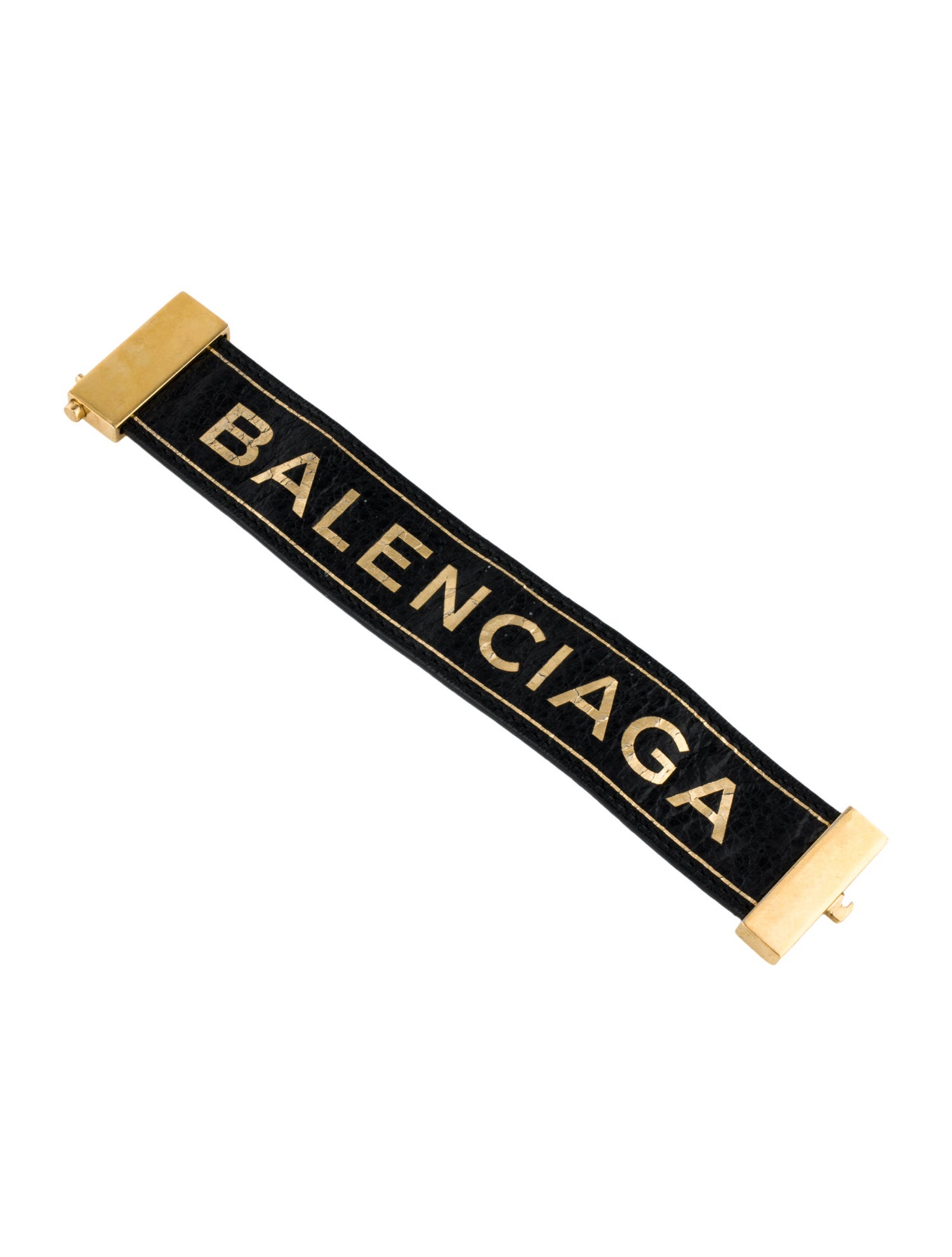 Balenciaga Leather Printed Logo Wrap Bracelet