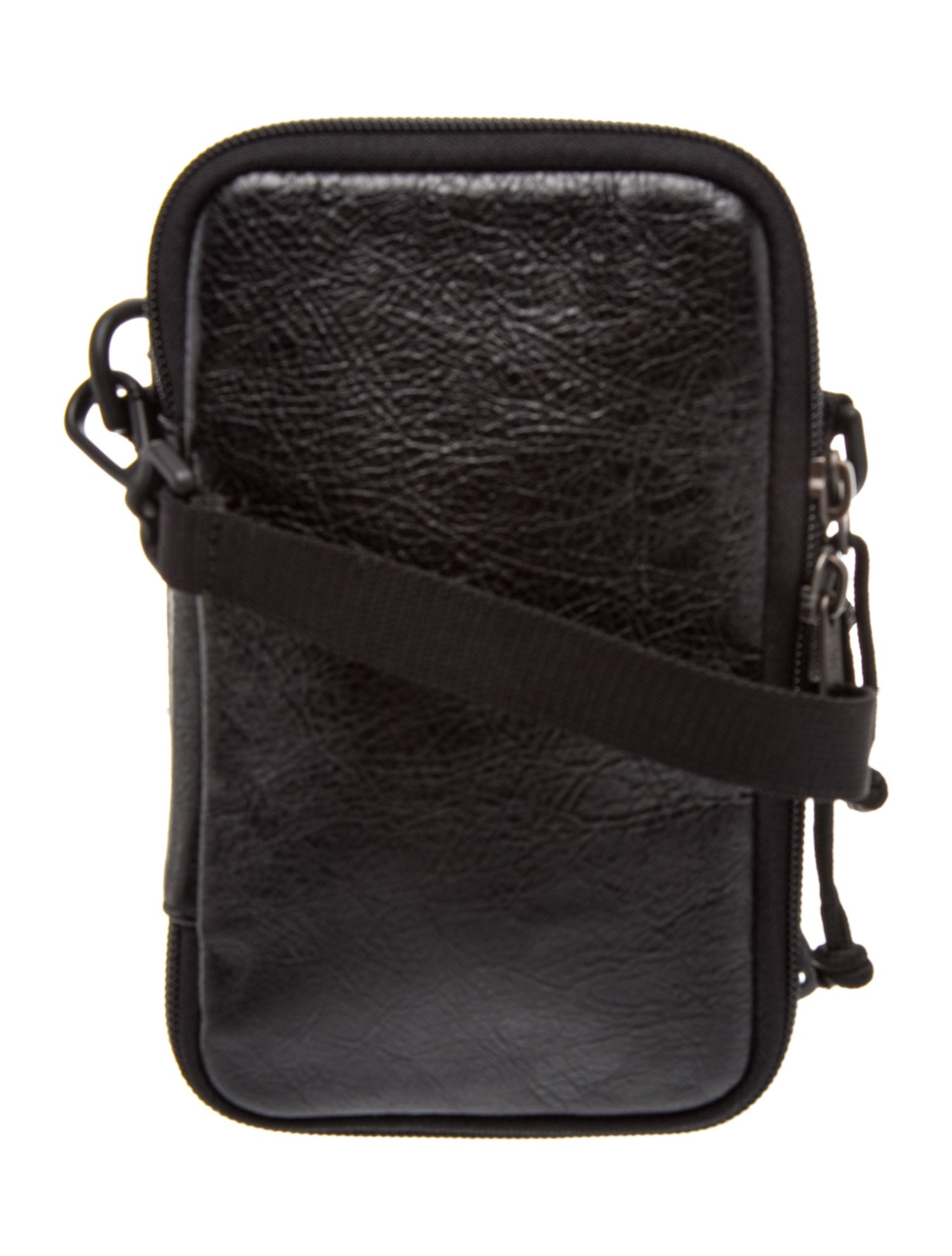 Balenciaga Leather Explorer Crossbody Pouch - Black Crossbody Bags