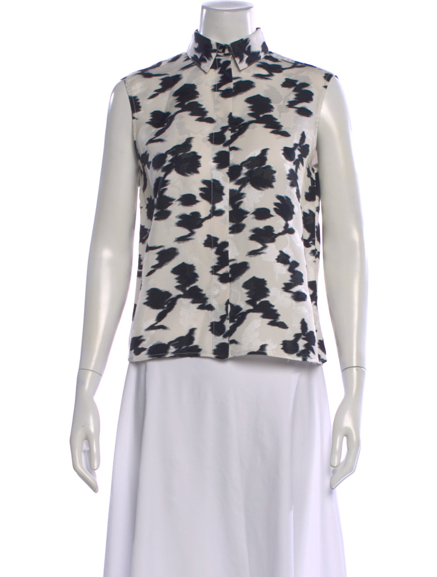 Balenciaga Floral Print Sleeveless Button-Up Top