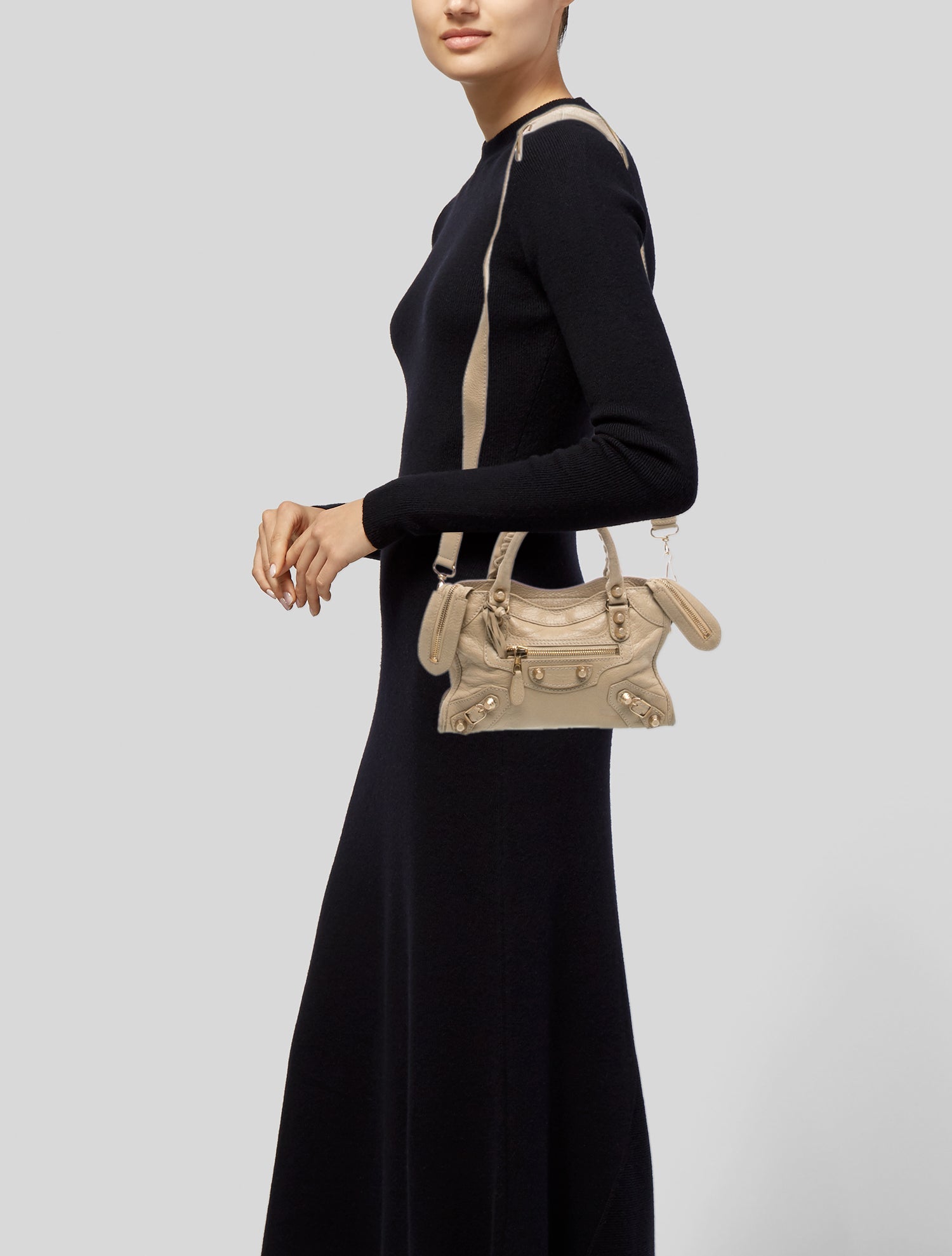 Balenciaga Lambskin Motocross City Giant Mini - Neutrals Handle