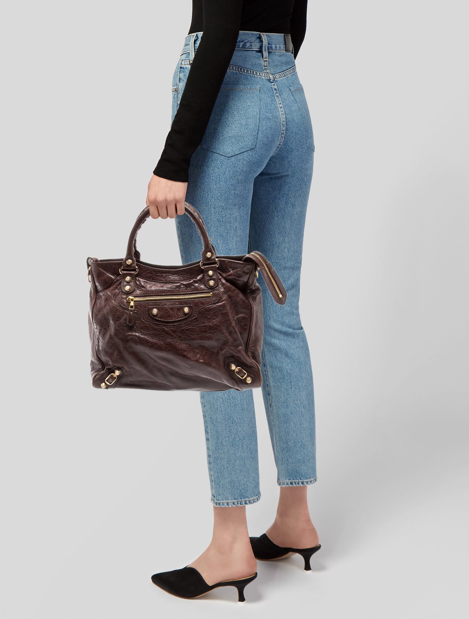 Balenciaga Leather Velo - Brown Handle Bags, Handbags - BAL383231