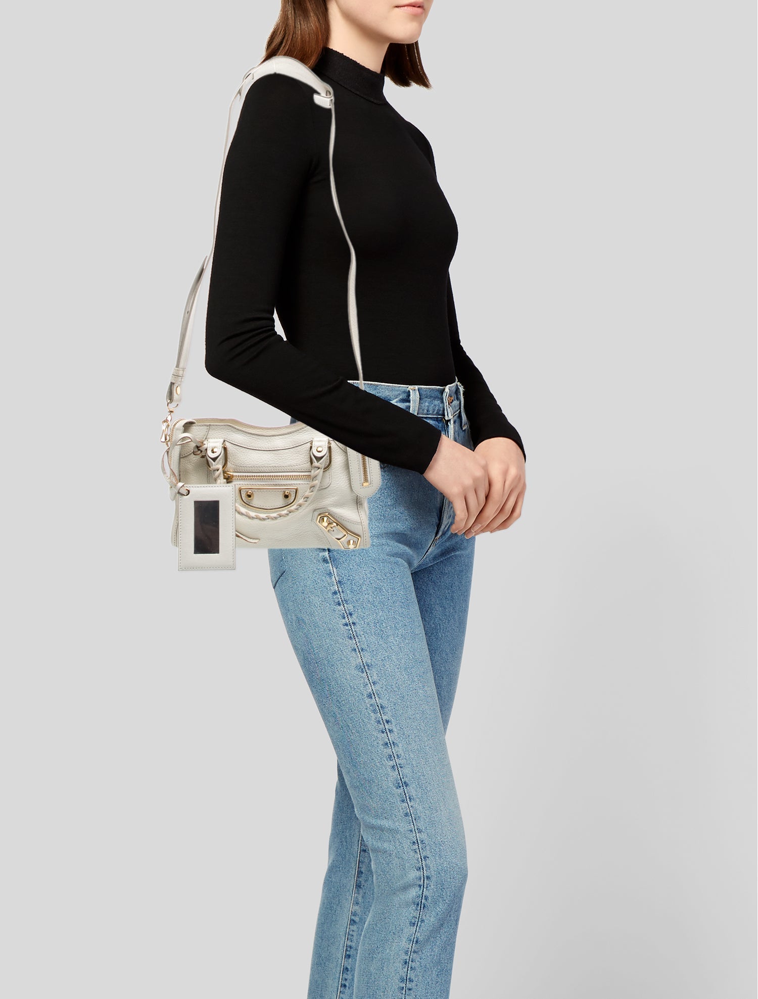 Balenciaga Leather Motocross City Metallic Edge Mini