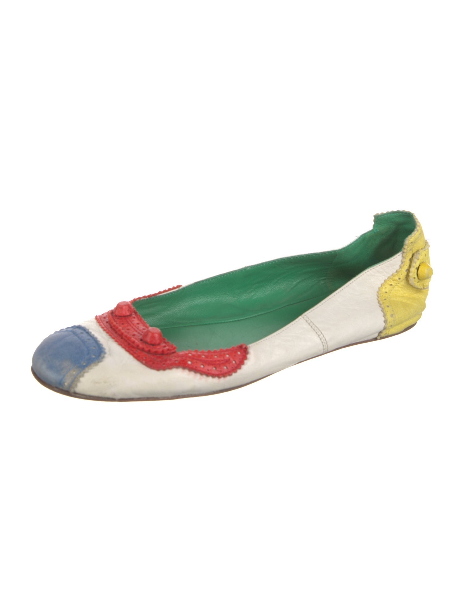 Balenciaga Leather Colorblock Pattern Ballet Flats