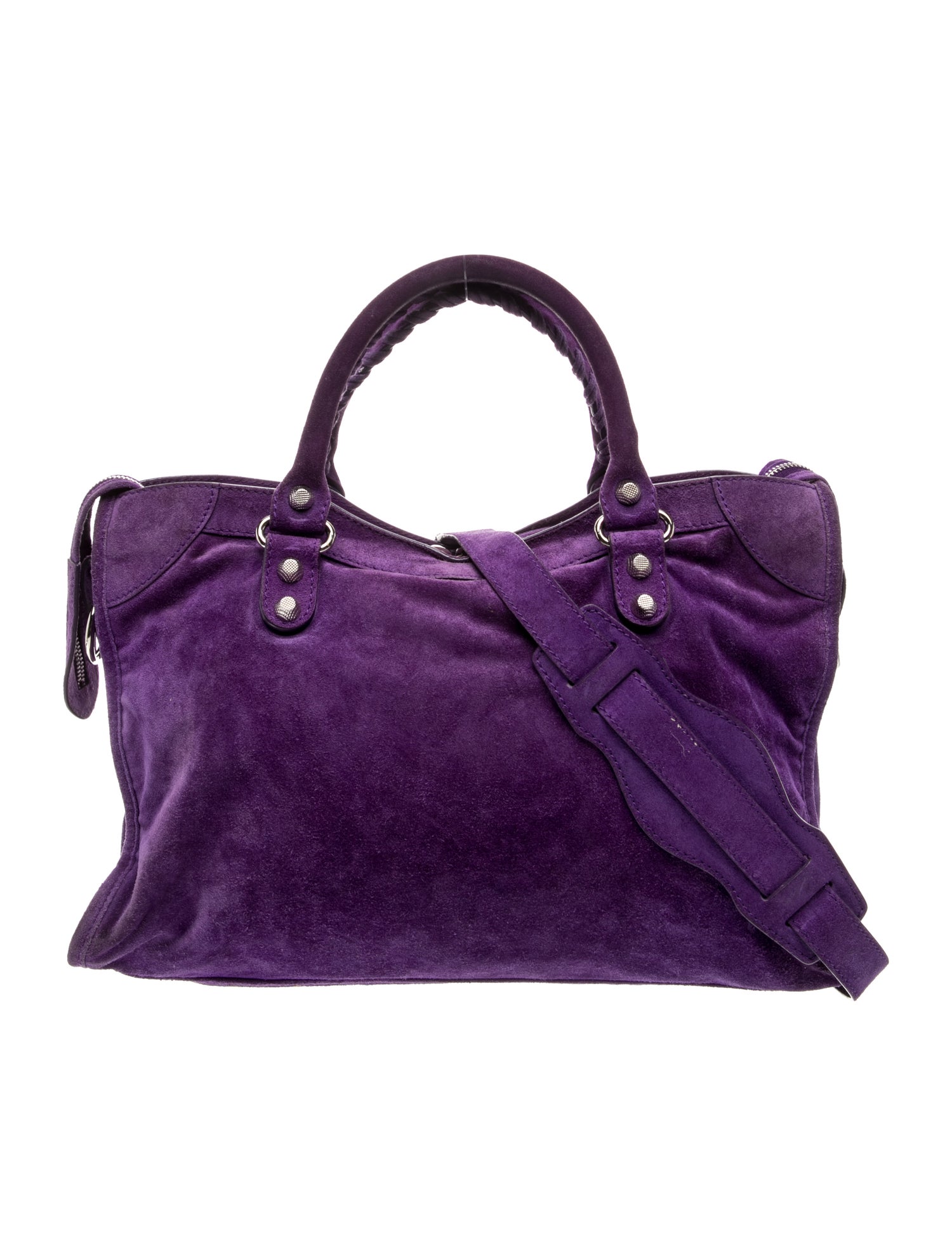 BALENCIAGA パープル レザーポーチ Balenciaga Leather Motocross Classic City - Purple Handle Bags