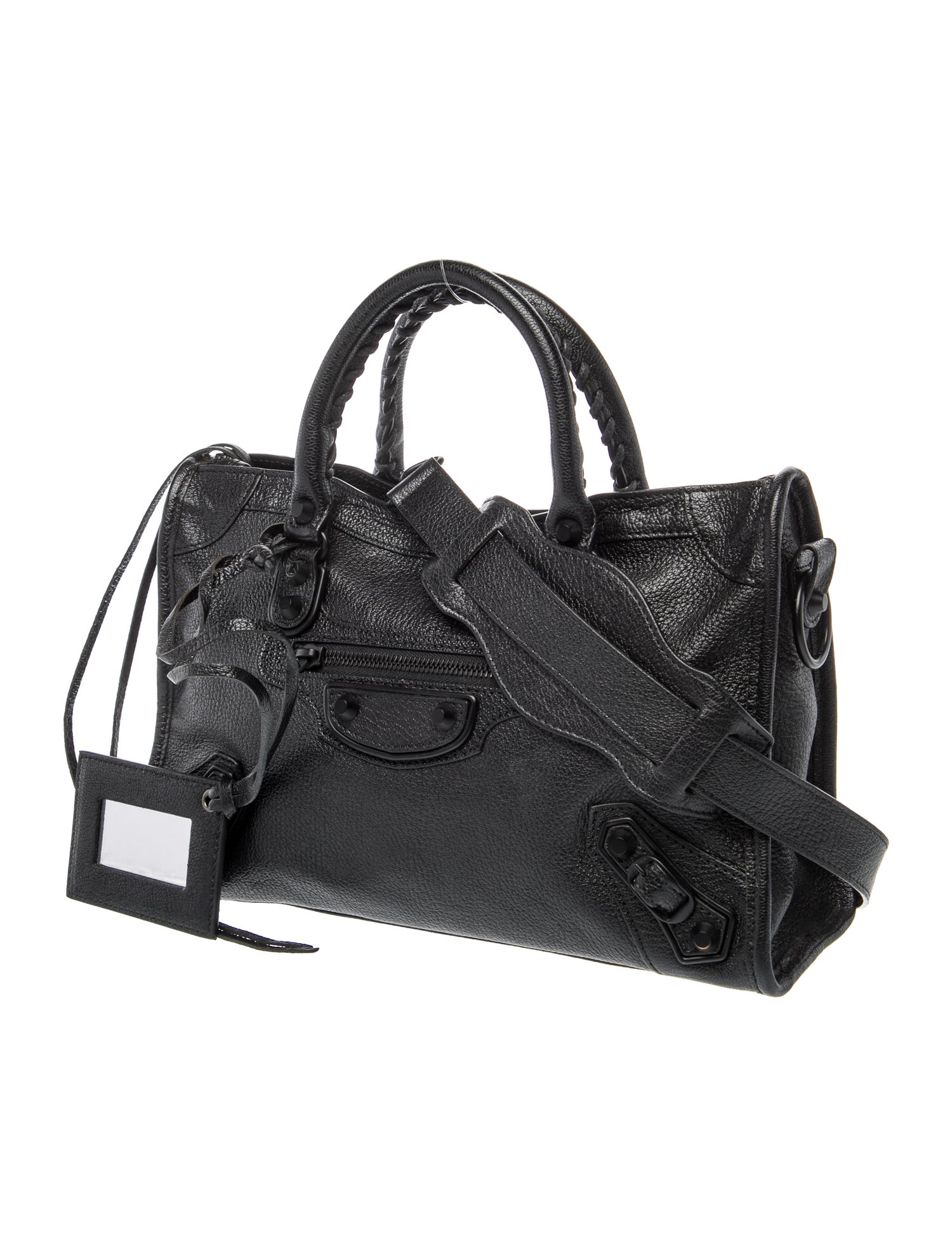 Balenciaga Leather Motocross City Metallic Edge Small - Black