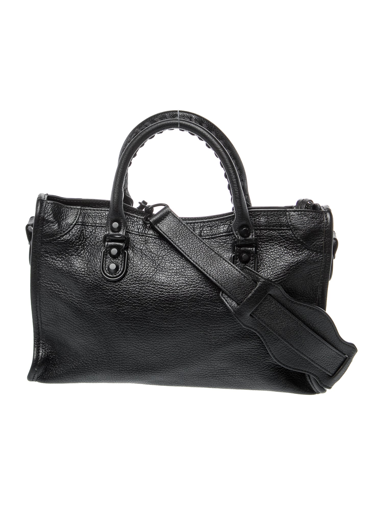Balenciaga Leather Motocross City Metallic Edge Small - Black