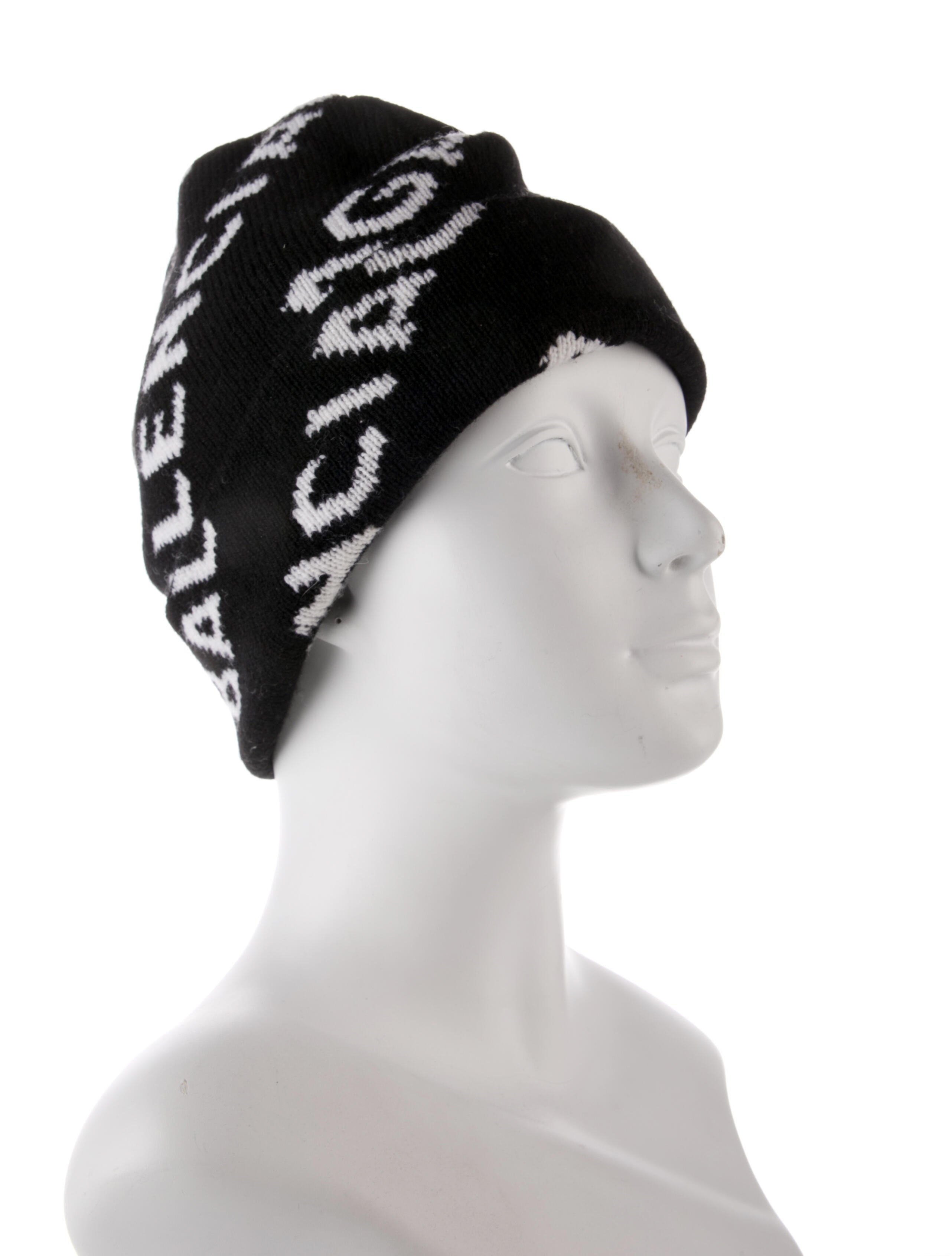 Balenciaga black and white wool Balenciaga winter beanie pattern print