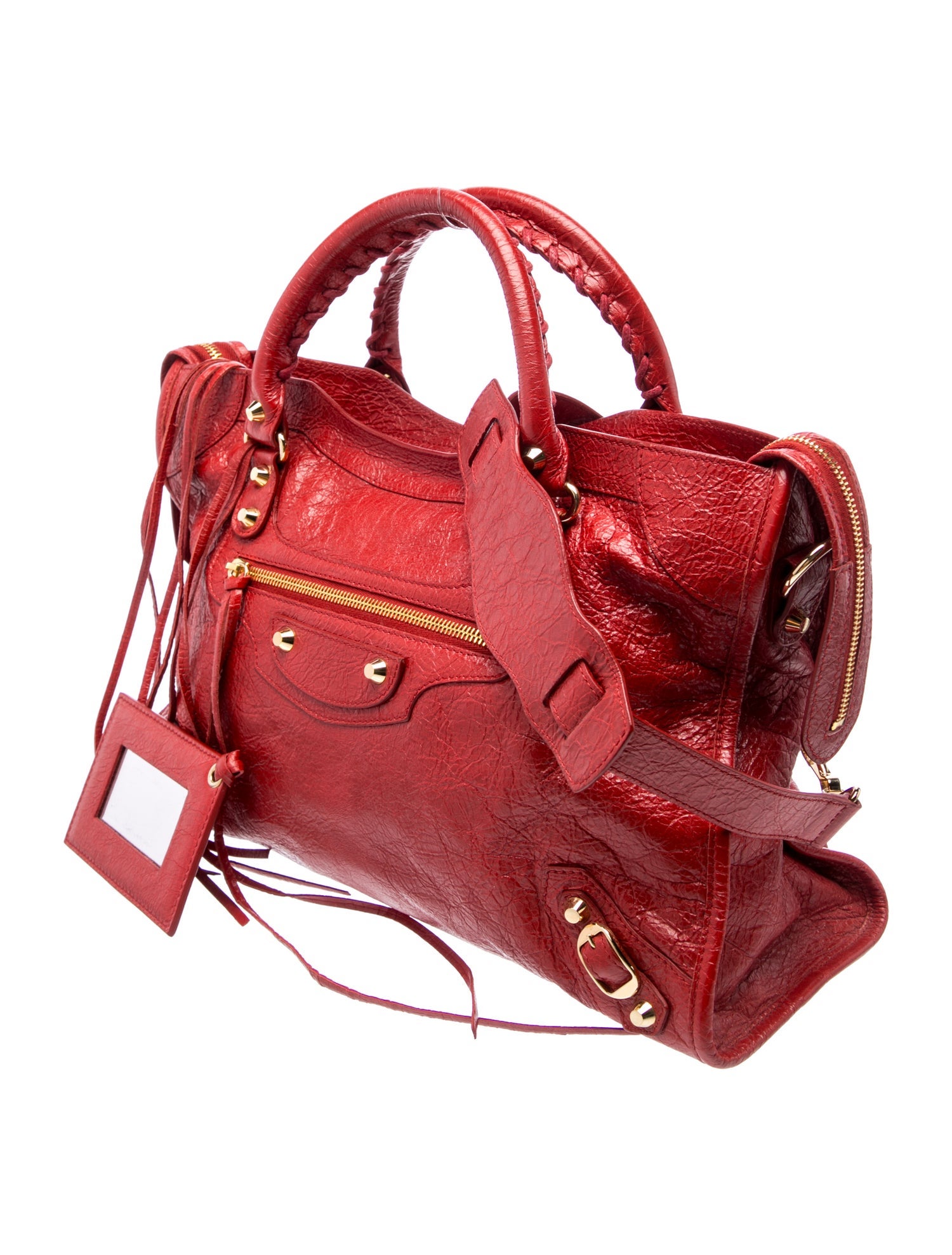 Balenciaga Leather Motocross Classic City - Red Handle Bags