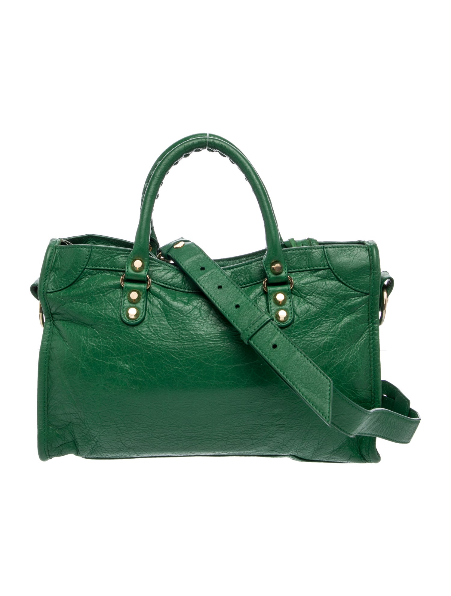 Balenciaga Leather Motocross Classic City Small - Green Handle
