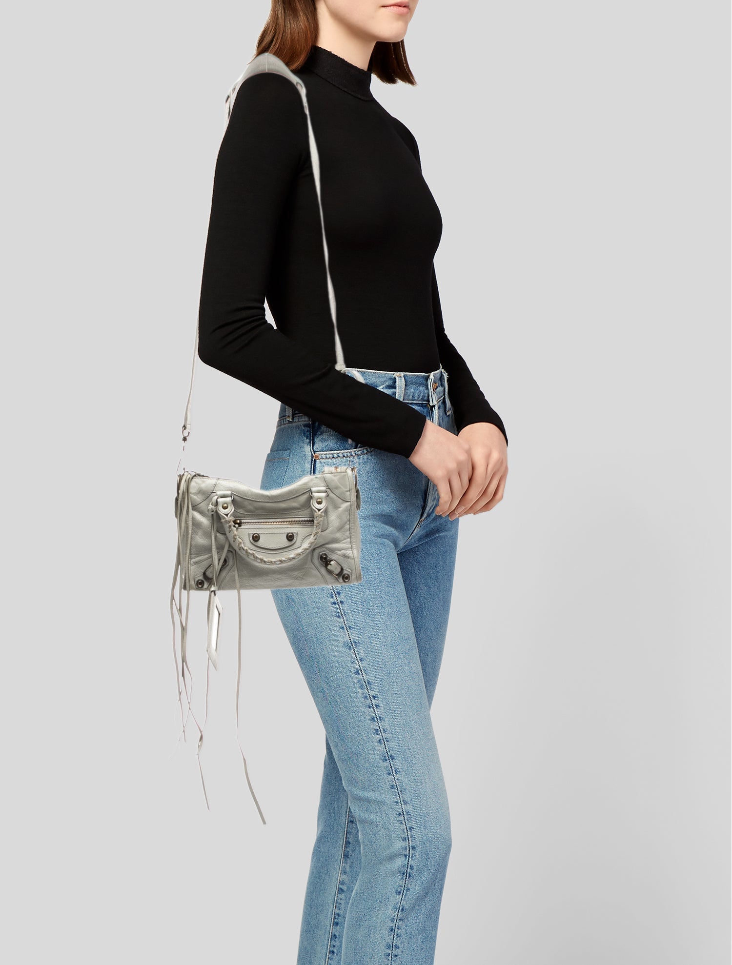 Balenciaga Leather Motocross Classic City - Grey Handle Bags