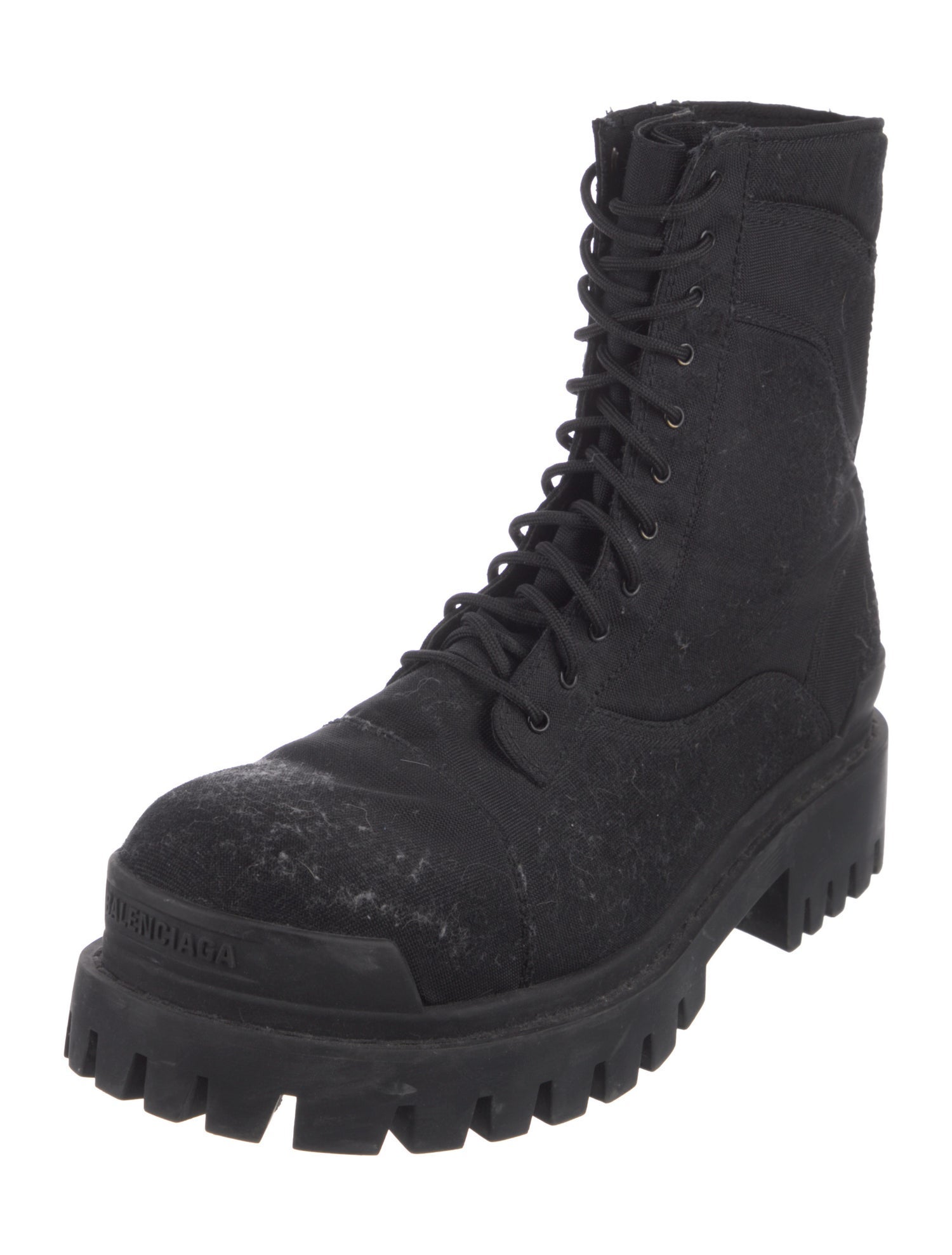 Balenciaga Canvas Distressed Accents Combat Boots