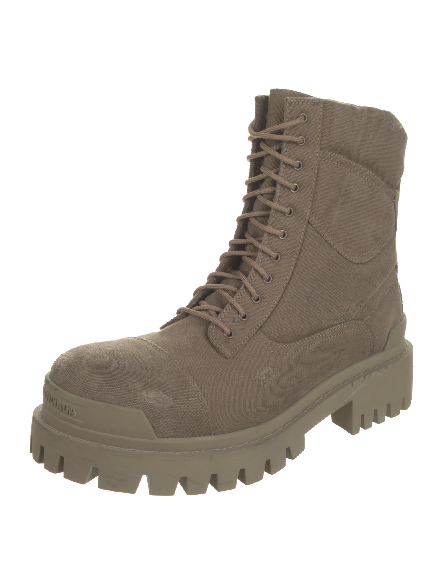 Balenciaga Canvas Distressed Accents Combat Boots