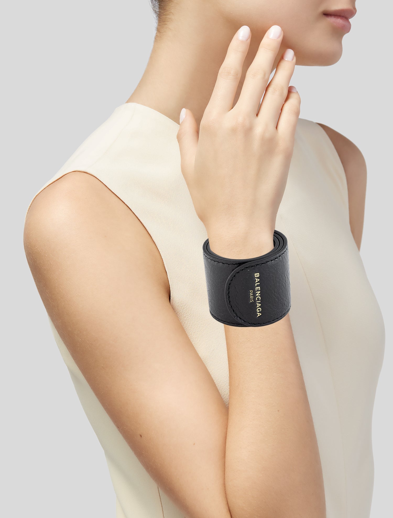 Balenciaga Leather Slap Wrap Bracelet