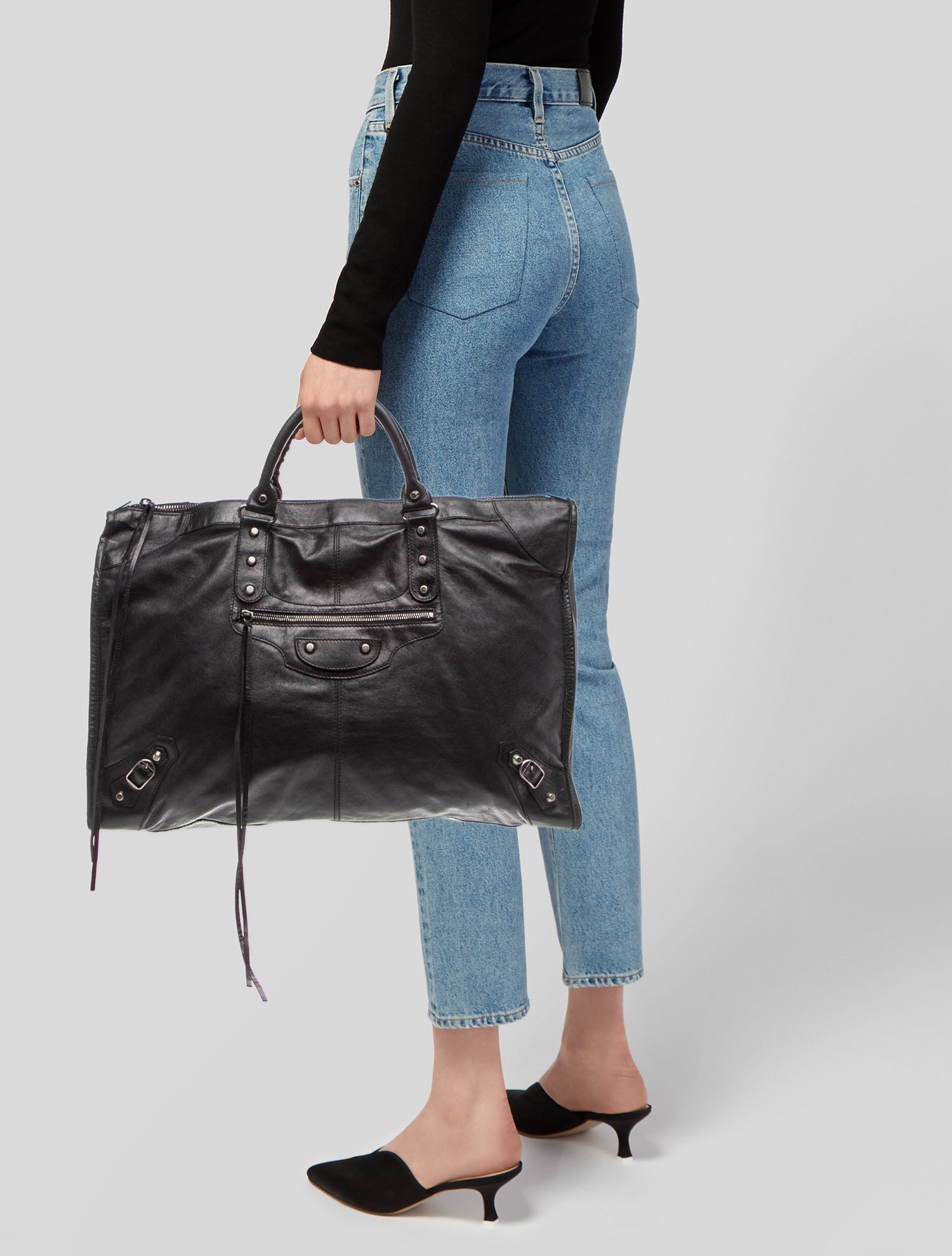 Balenciaga Leather Motocross Classic Voyage Weekender