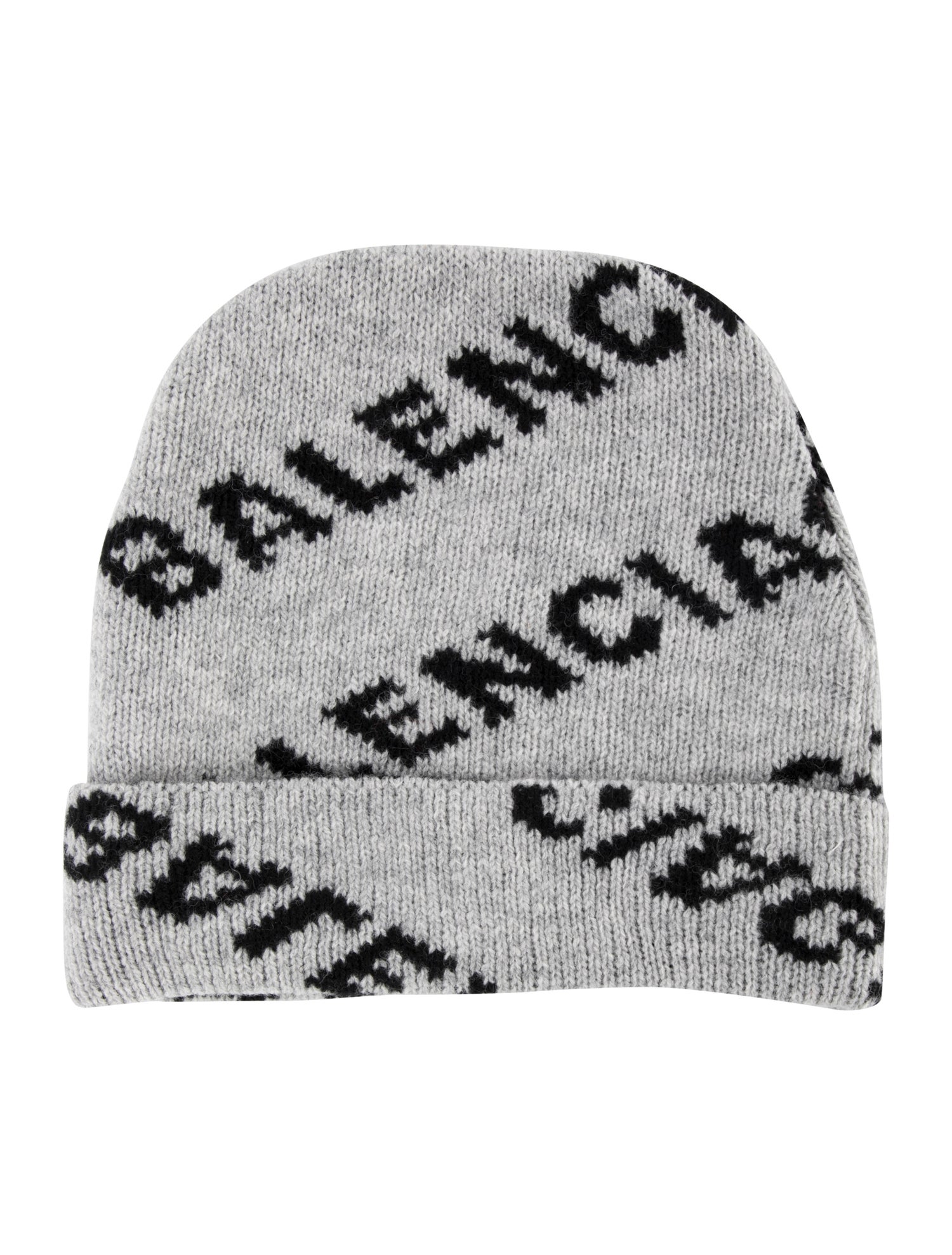 Balenciaga Pattern Print Virgin Wool Blend Knit Beanie