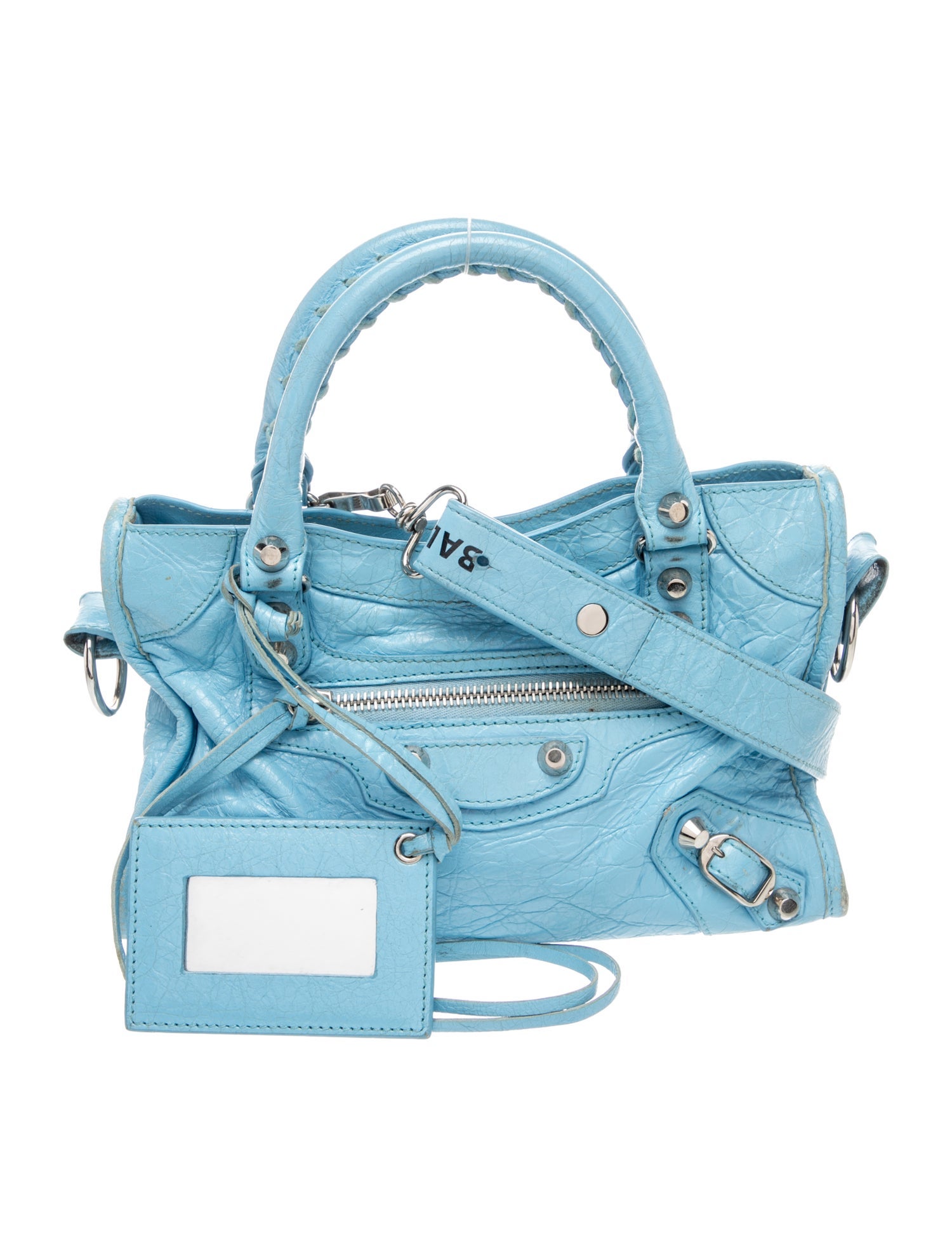 小物 BALENCIAGA Balenciaga Leather Motocross Classic City Mini - Blue Handle Bags