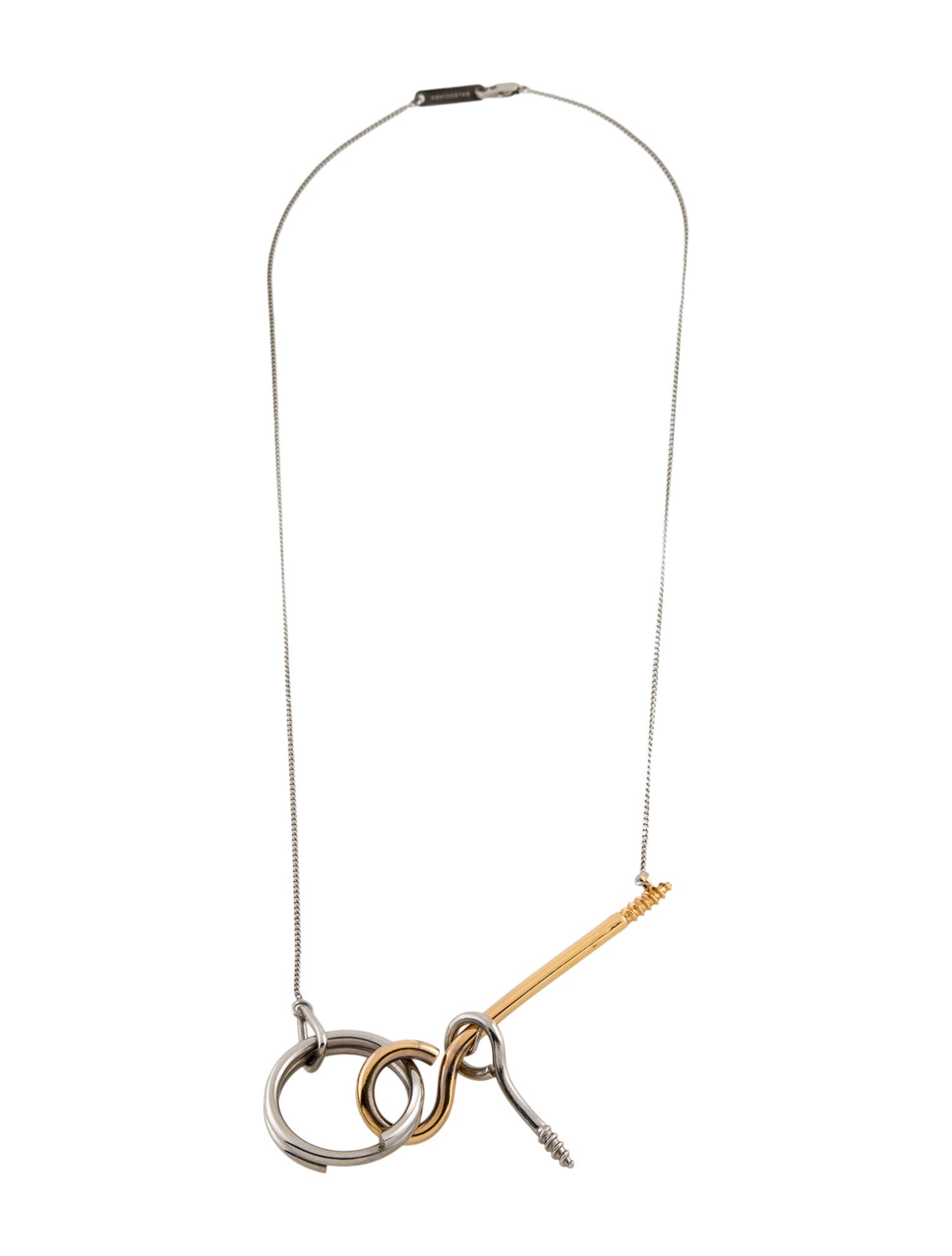 Balenciaga Two-Tone Screw & Key Tools Pendant Necklace