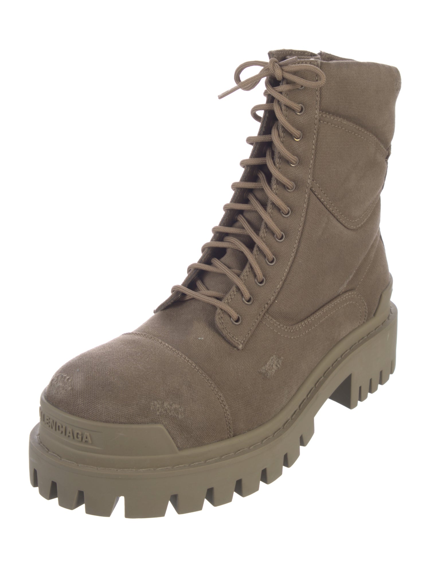 Balenciaga Men's Combat Strike Boot Signature Logo Lace-Up Boots