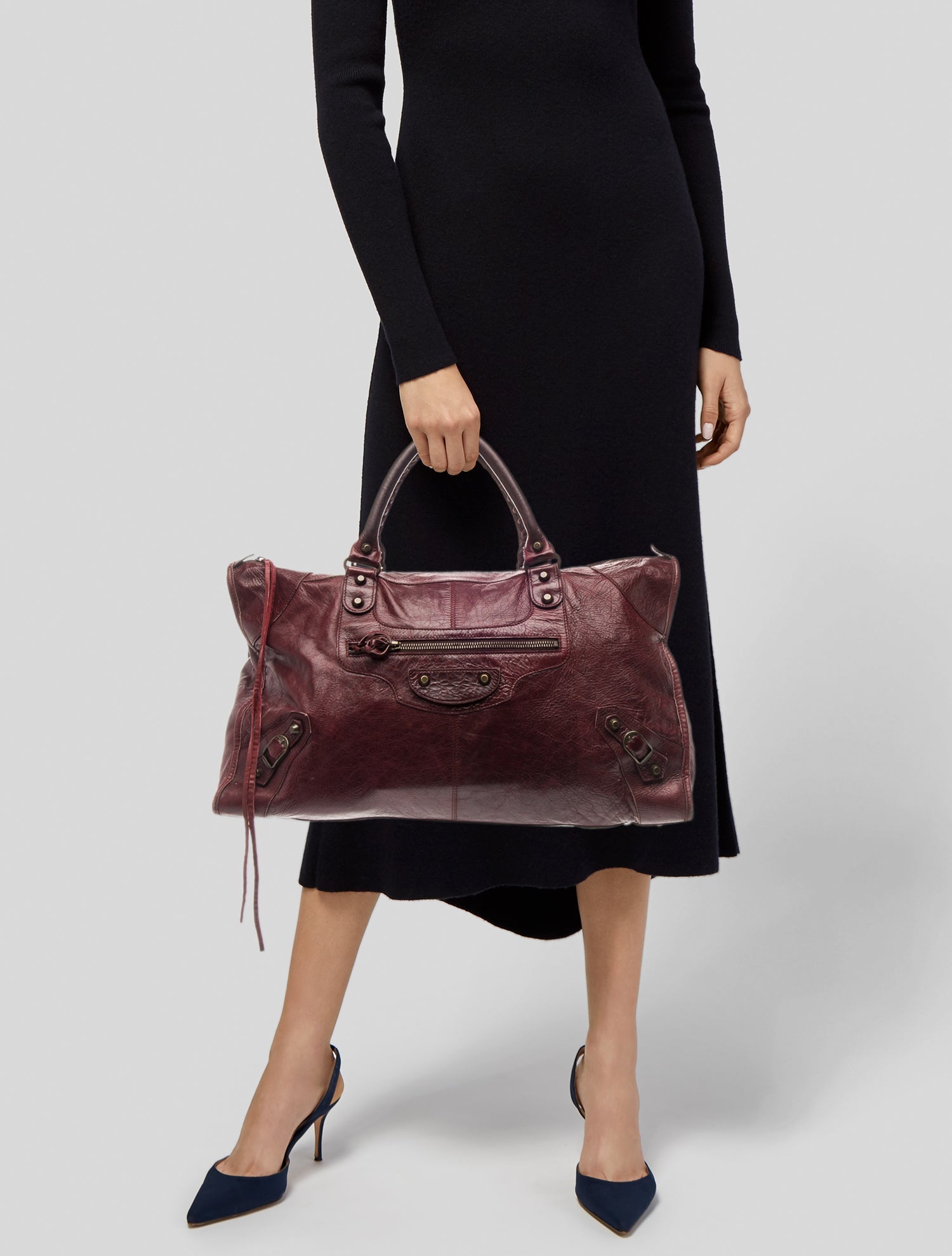 Balenciaga Laundry Cabas 4-Strap Leather Extra Large Tote - Black
