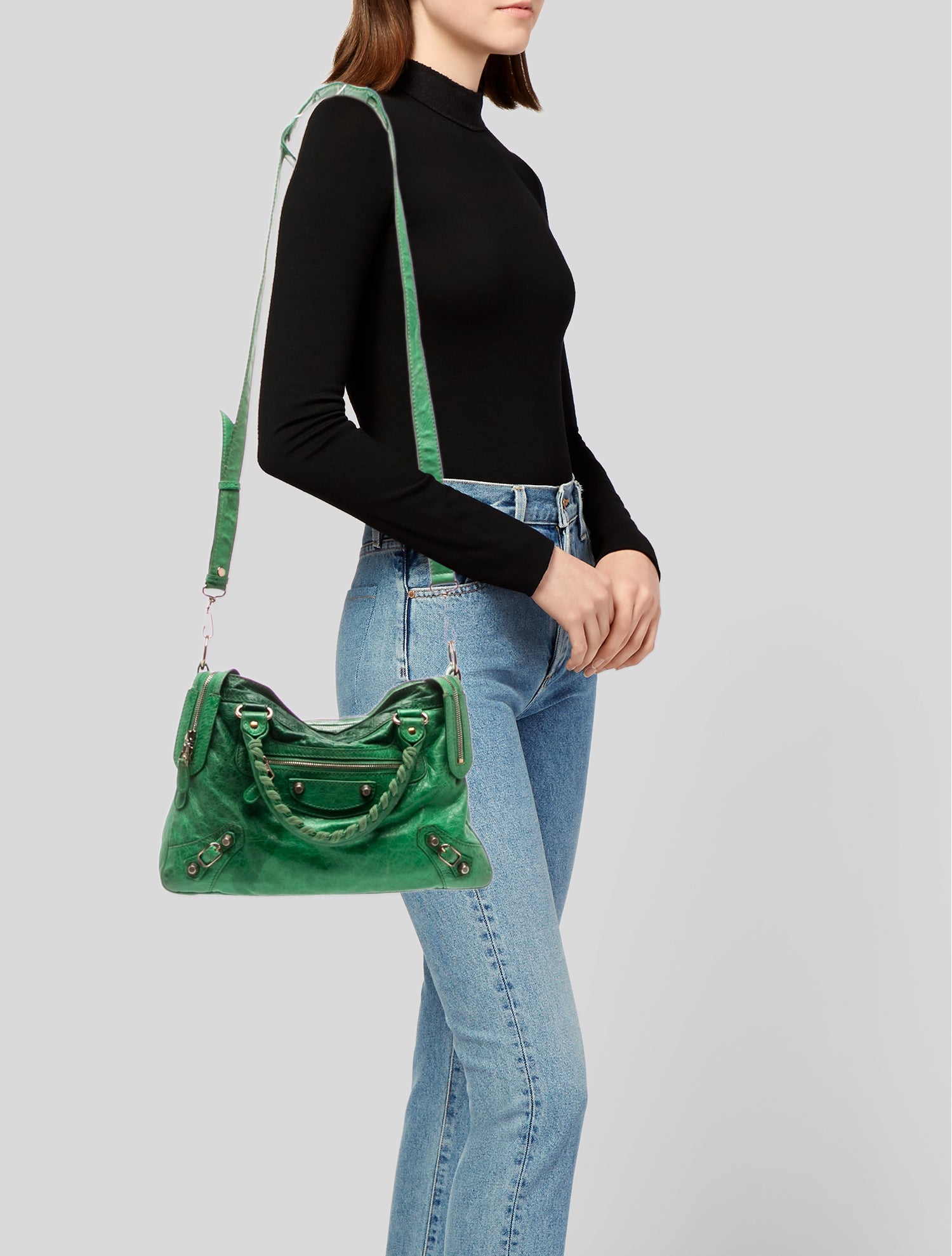 Balenciaga Leather Motocross Giant 12 Town - Green Handle Bags