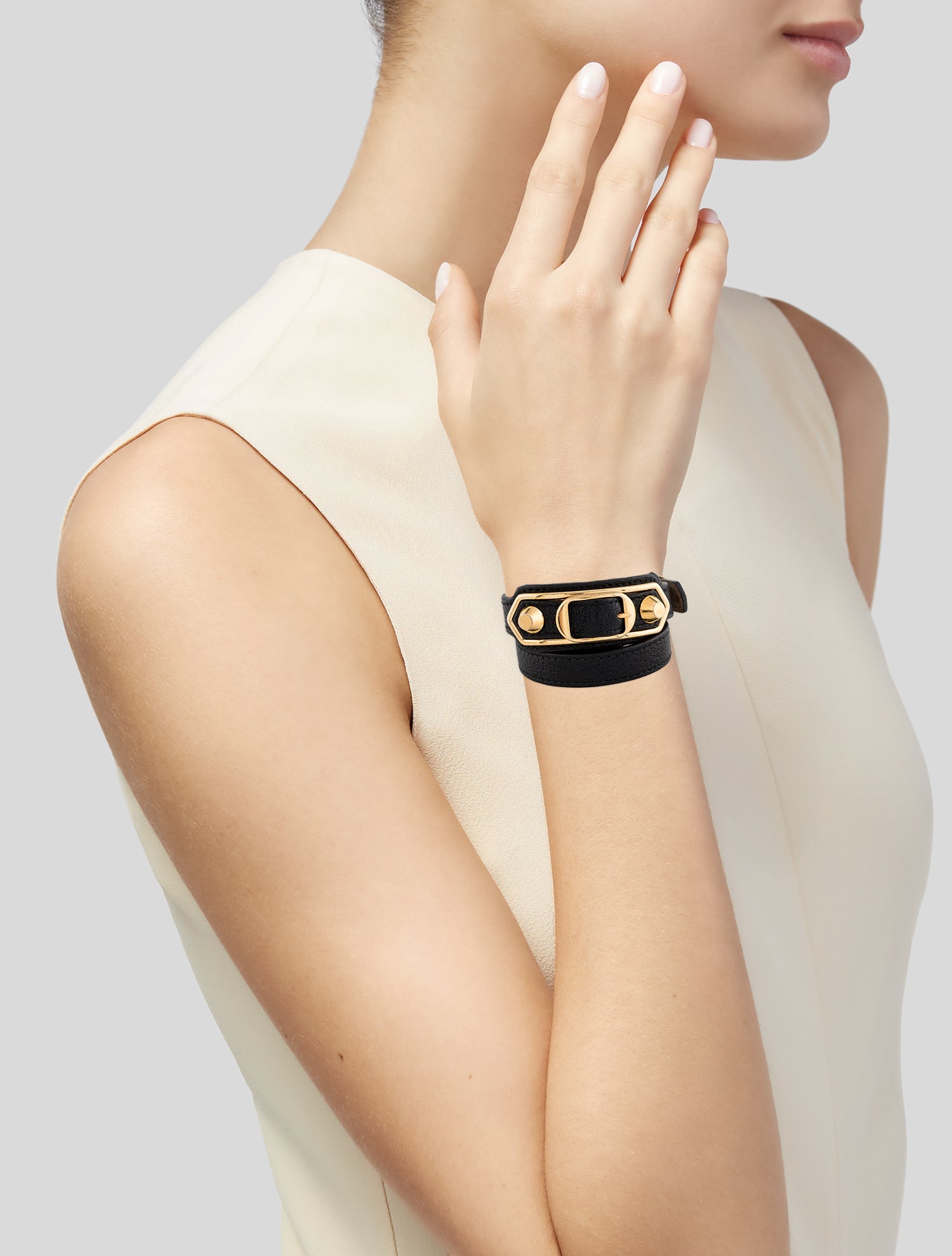 Balenciaga Leather Triple Wrap Bracelet