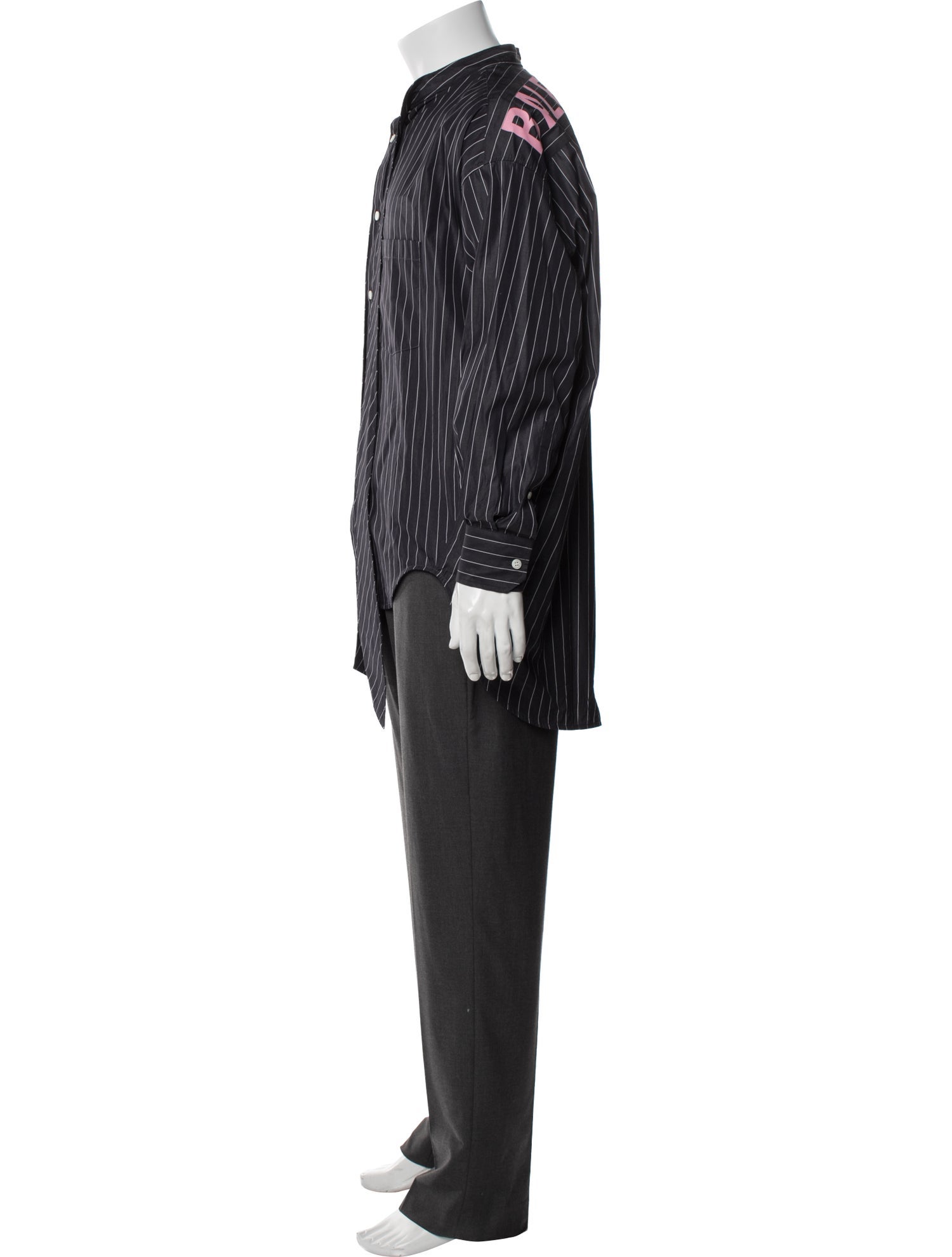Balenciaga 2019 Striped Logo Dress Shirt