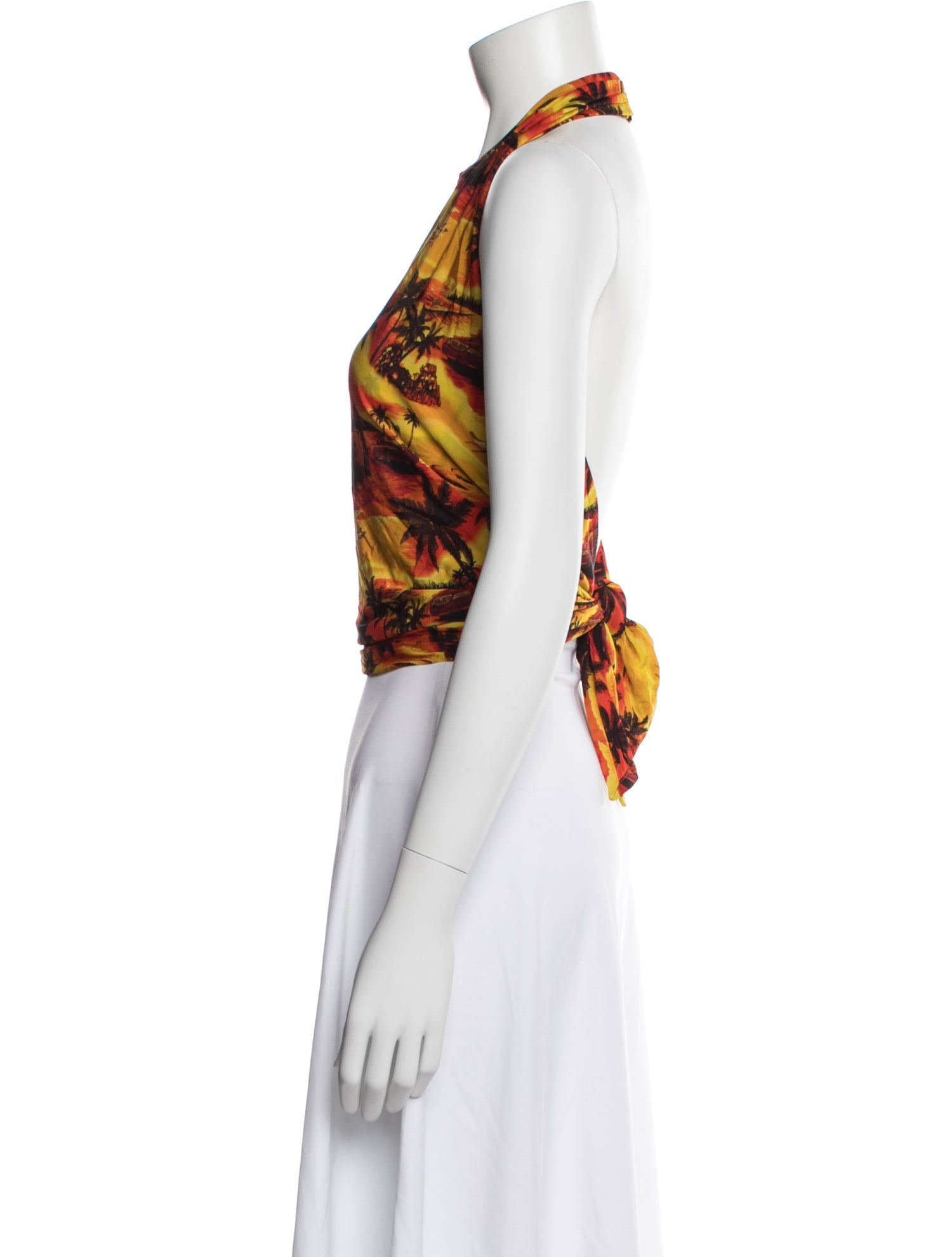 Balenciaga Graphic Print Halterneck Crop Top