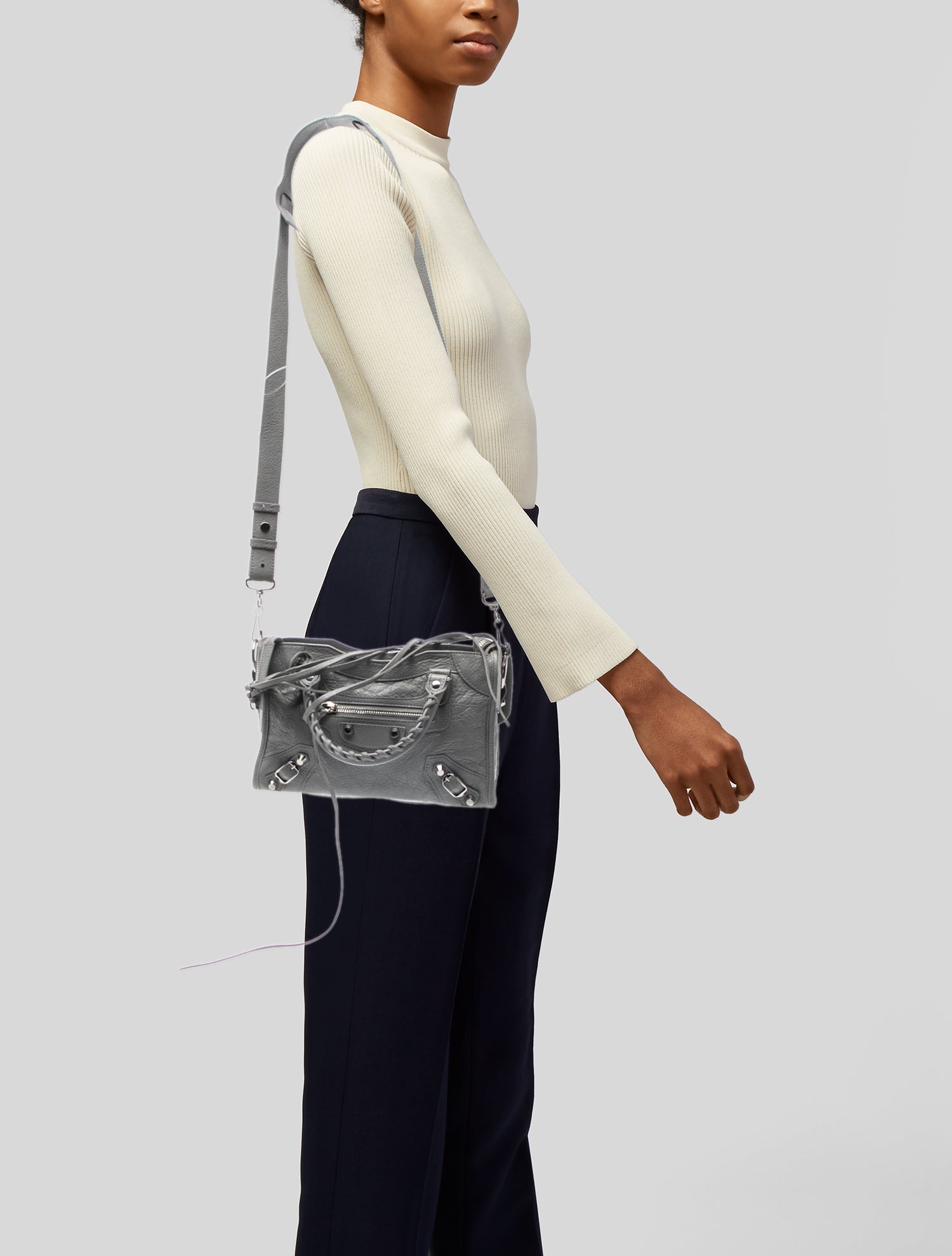 Balenciaga Leather Motocross Classic City Mini - Silver Handle