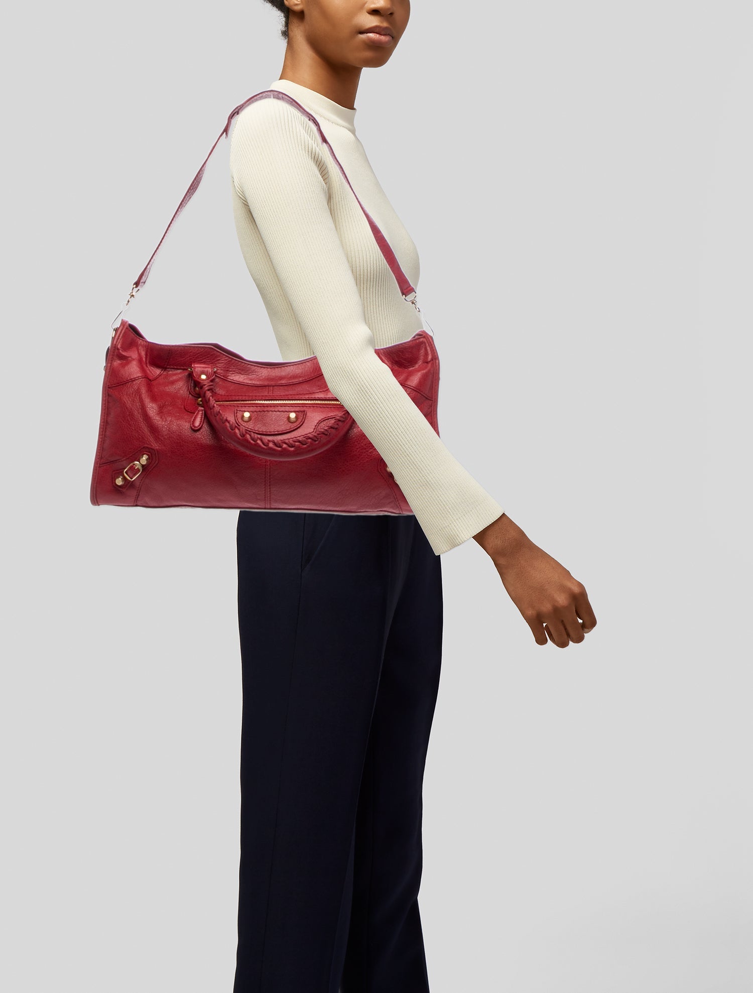 Balenciaga Leather Motocross City Giant Vintage - Pink Handle Bags