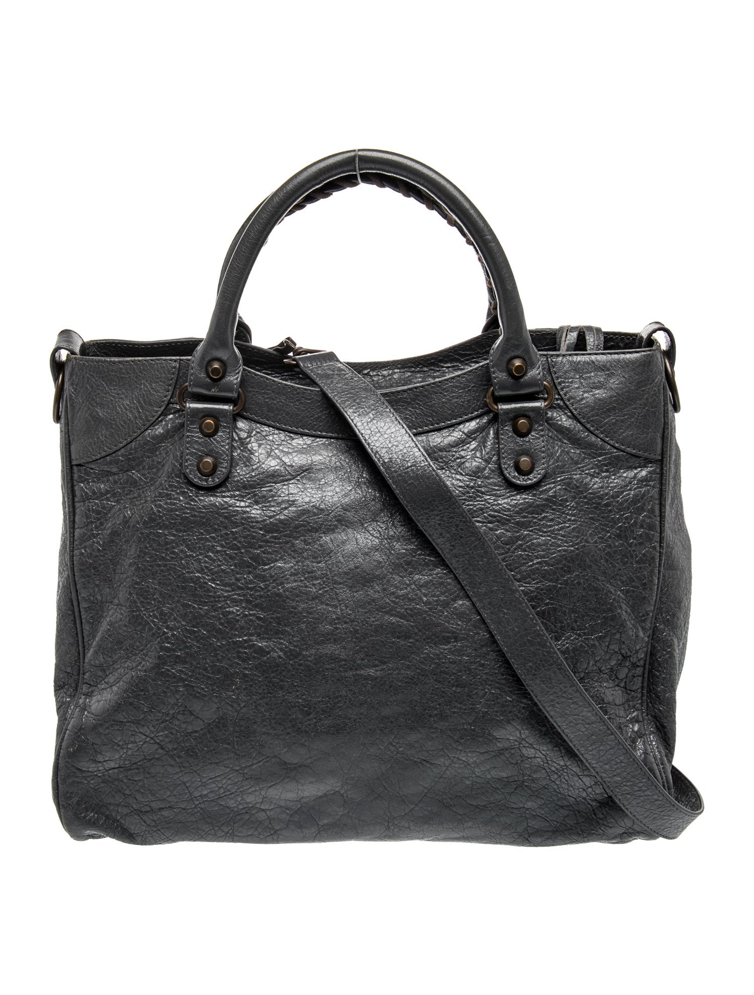 Balenciaga Leather Velo Medium - Grey Handle Bags, Handbags