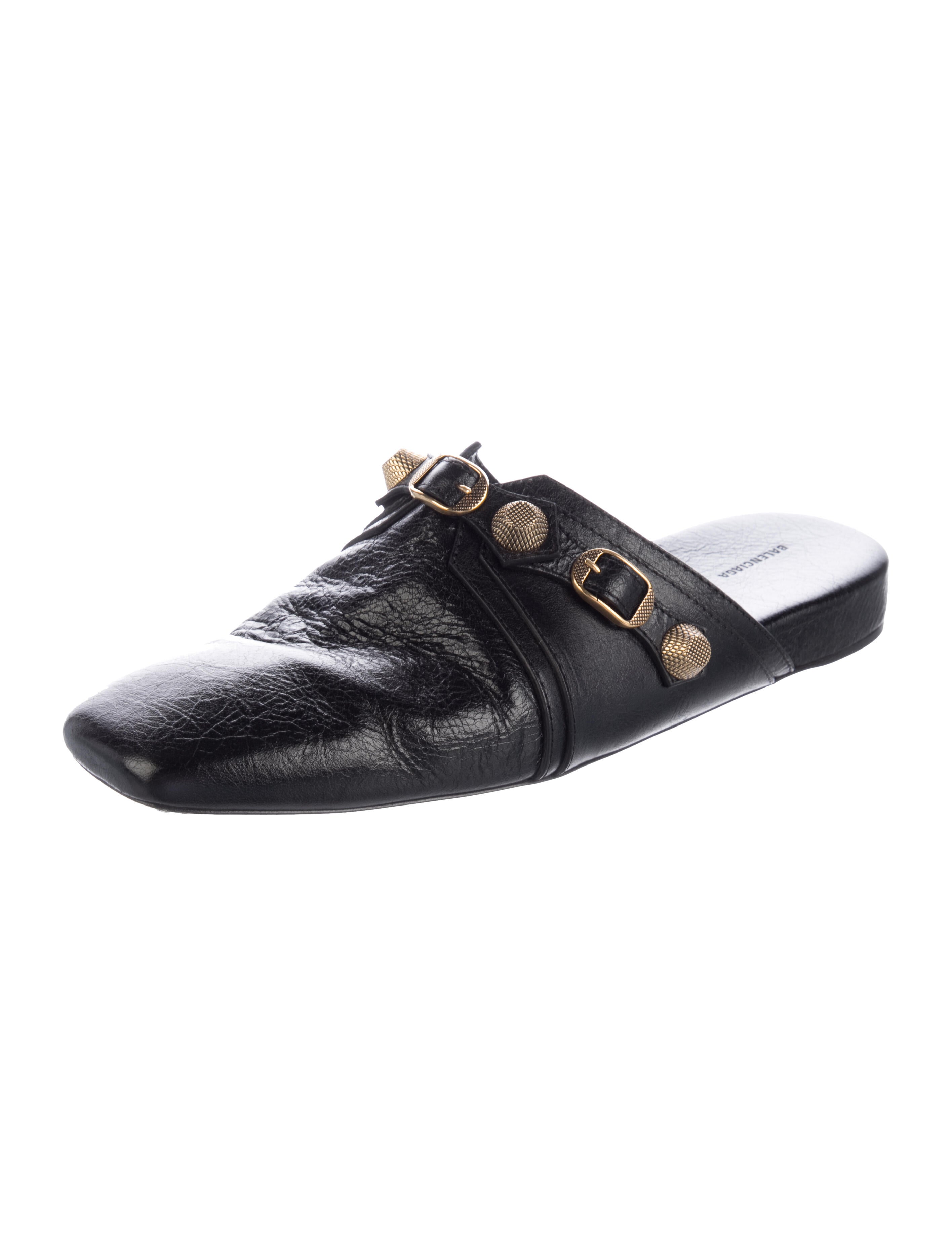 Balenciaga Leather Studded Accents Loafers